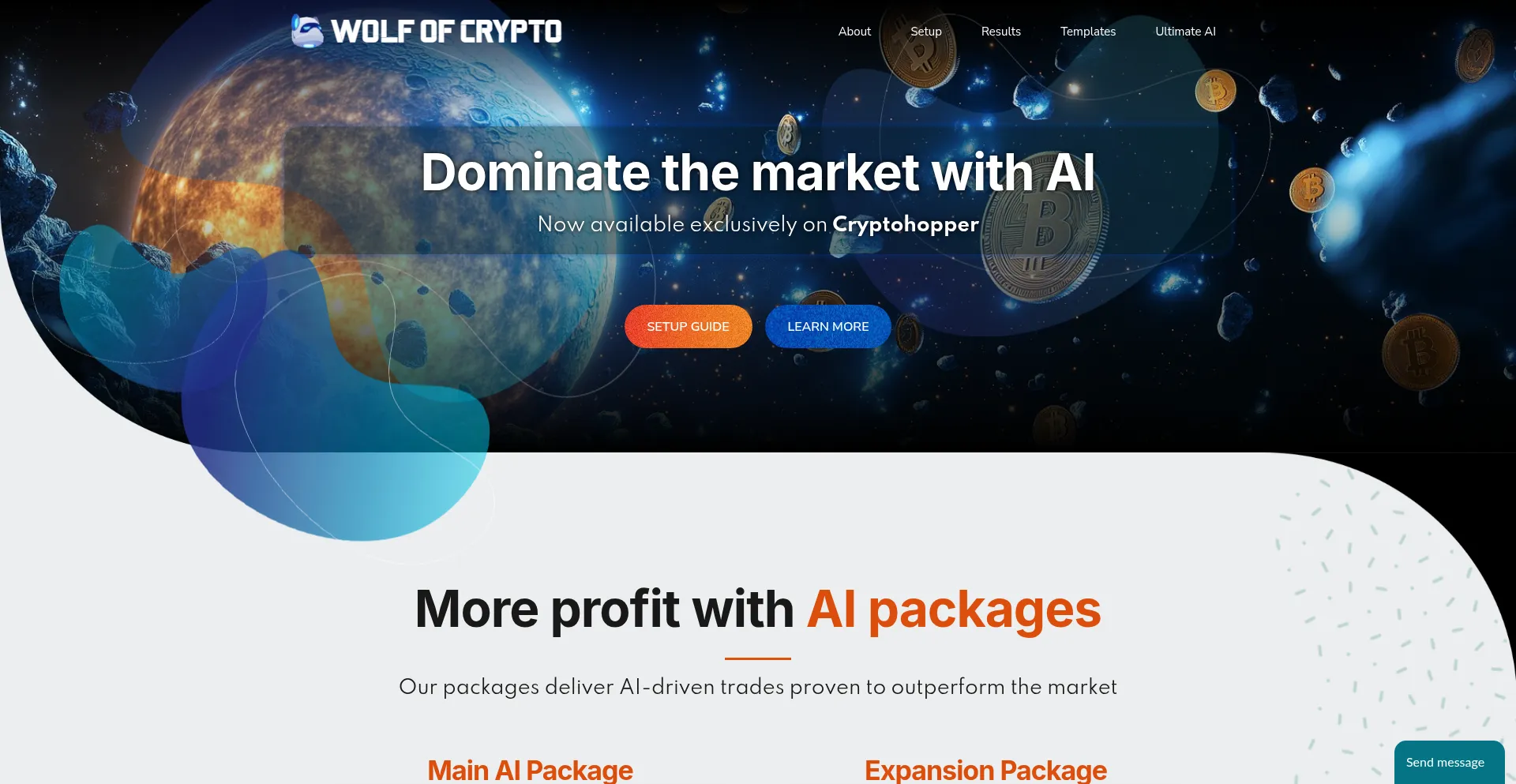Website screenshot of Wolfofcrypto.org