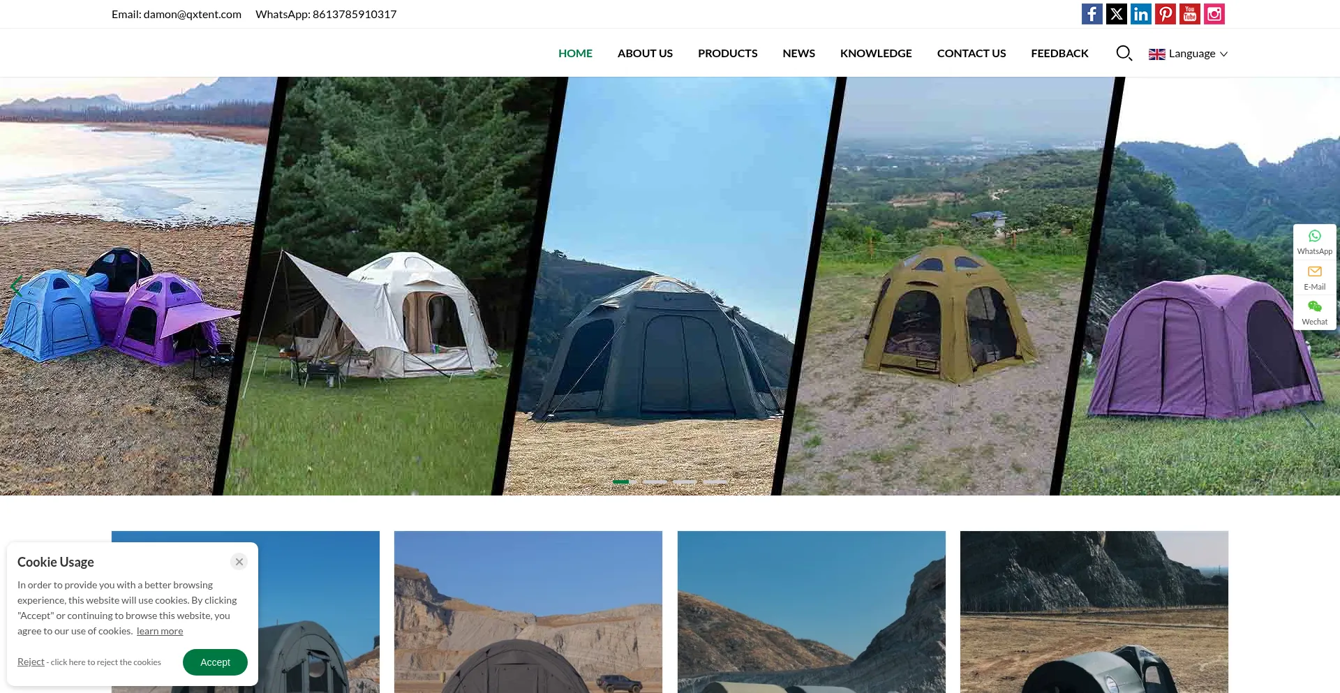 Website screenshot of Wolfwildtent.com