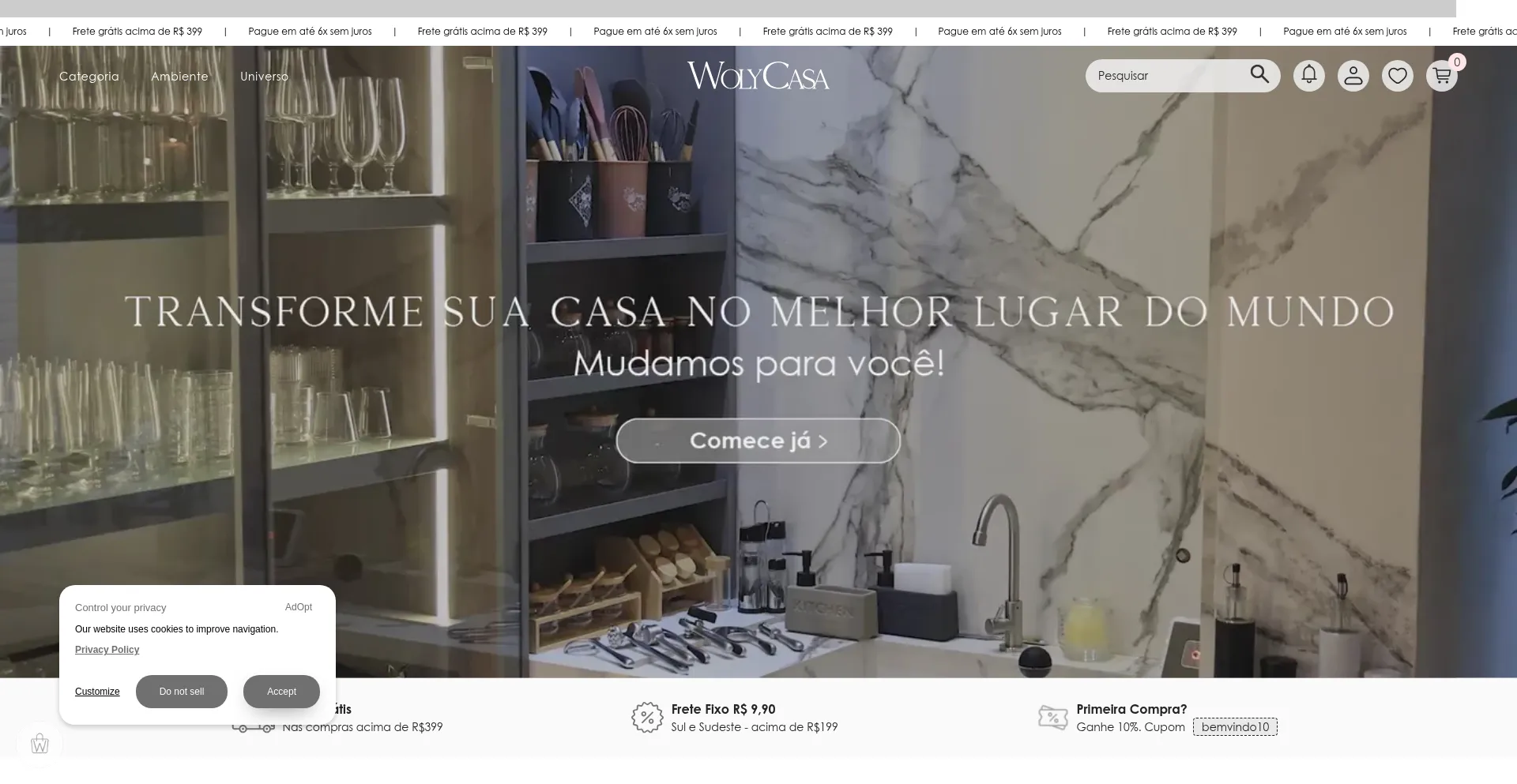 Website screenshot of Woly.com.br