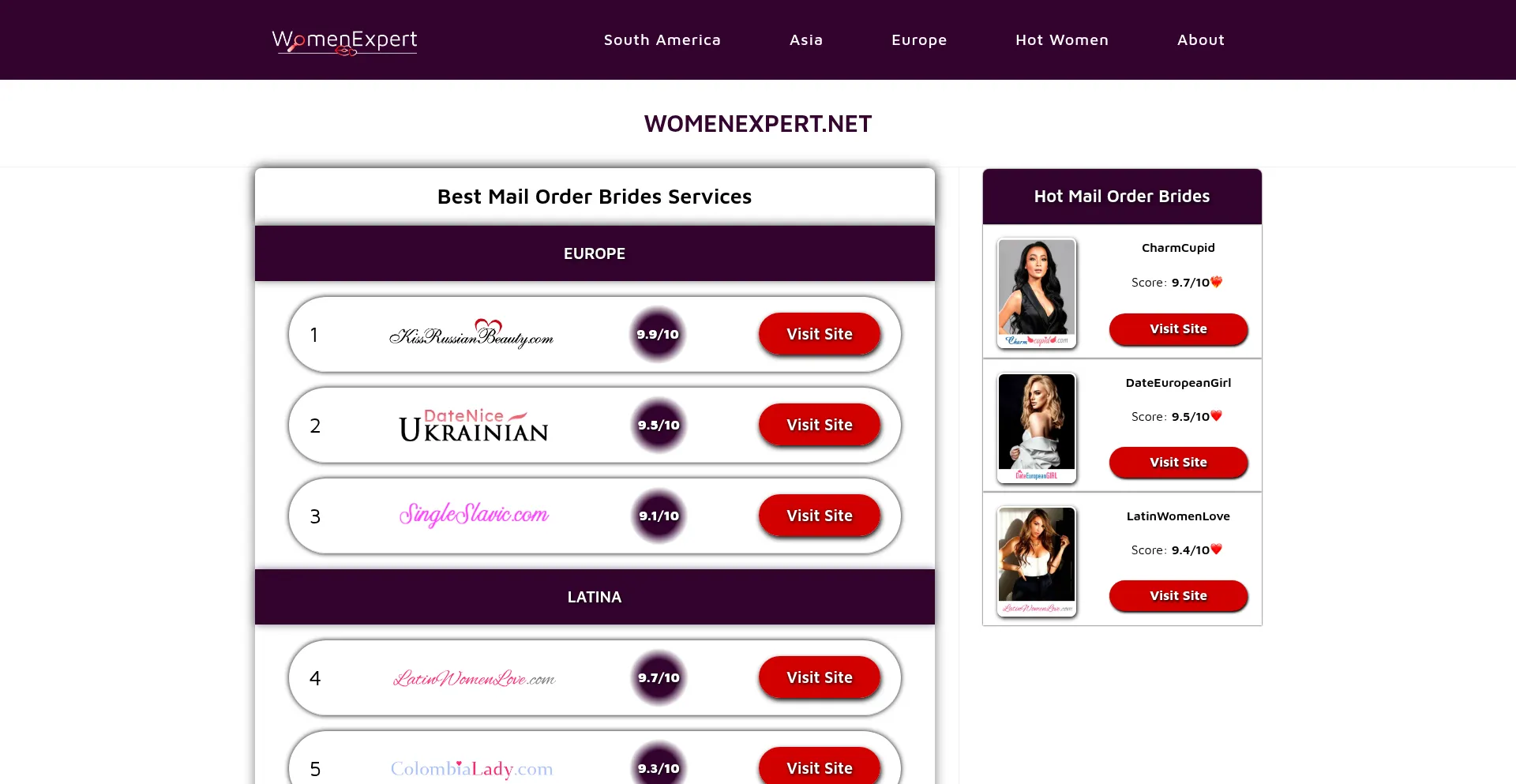 Website screenshot of Womenexpert.net