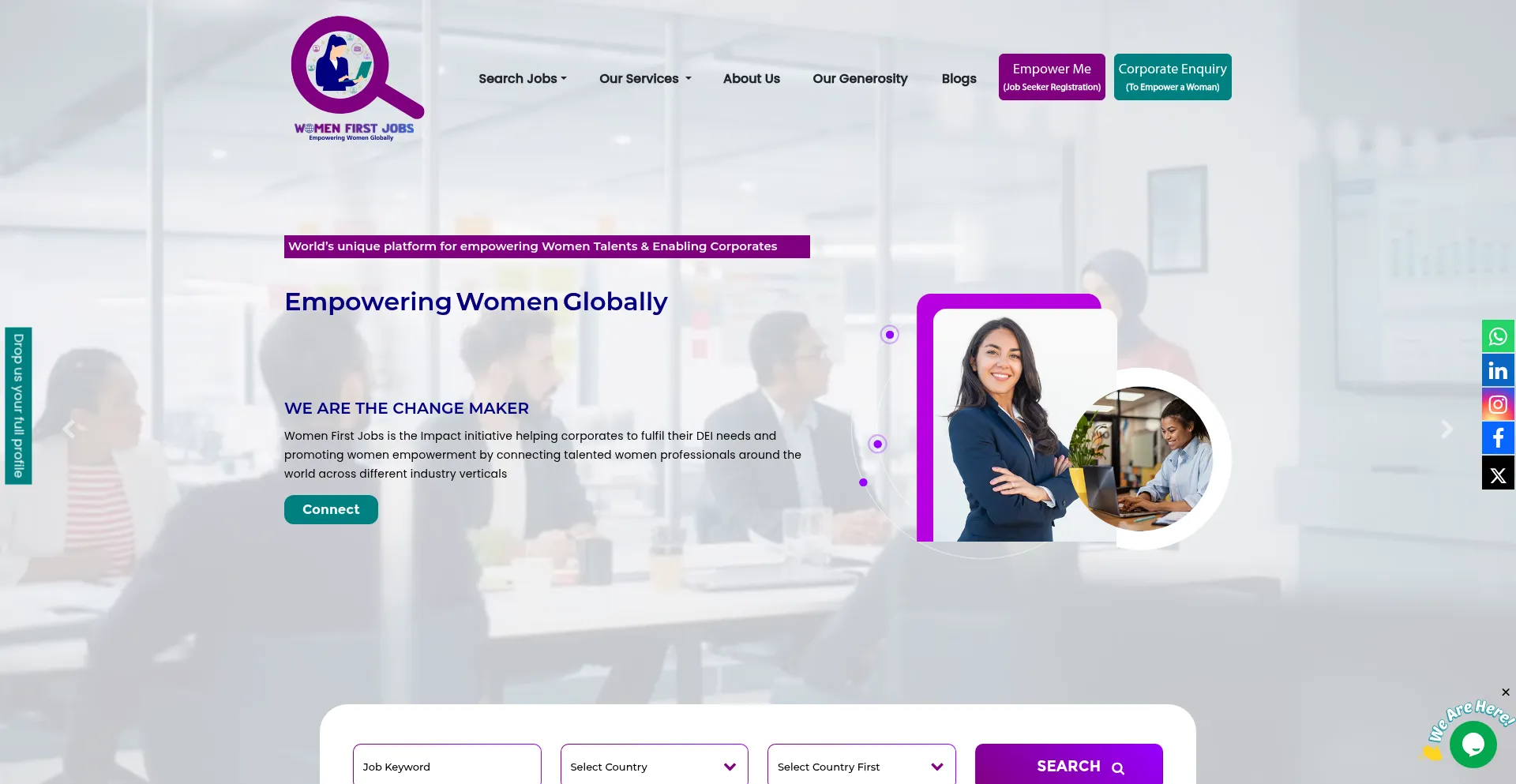 Website screenshot of Womenfirstjobs.com