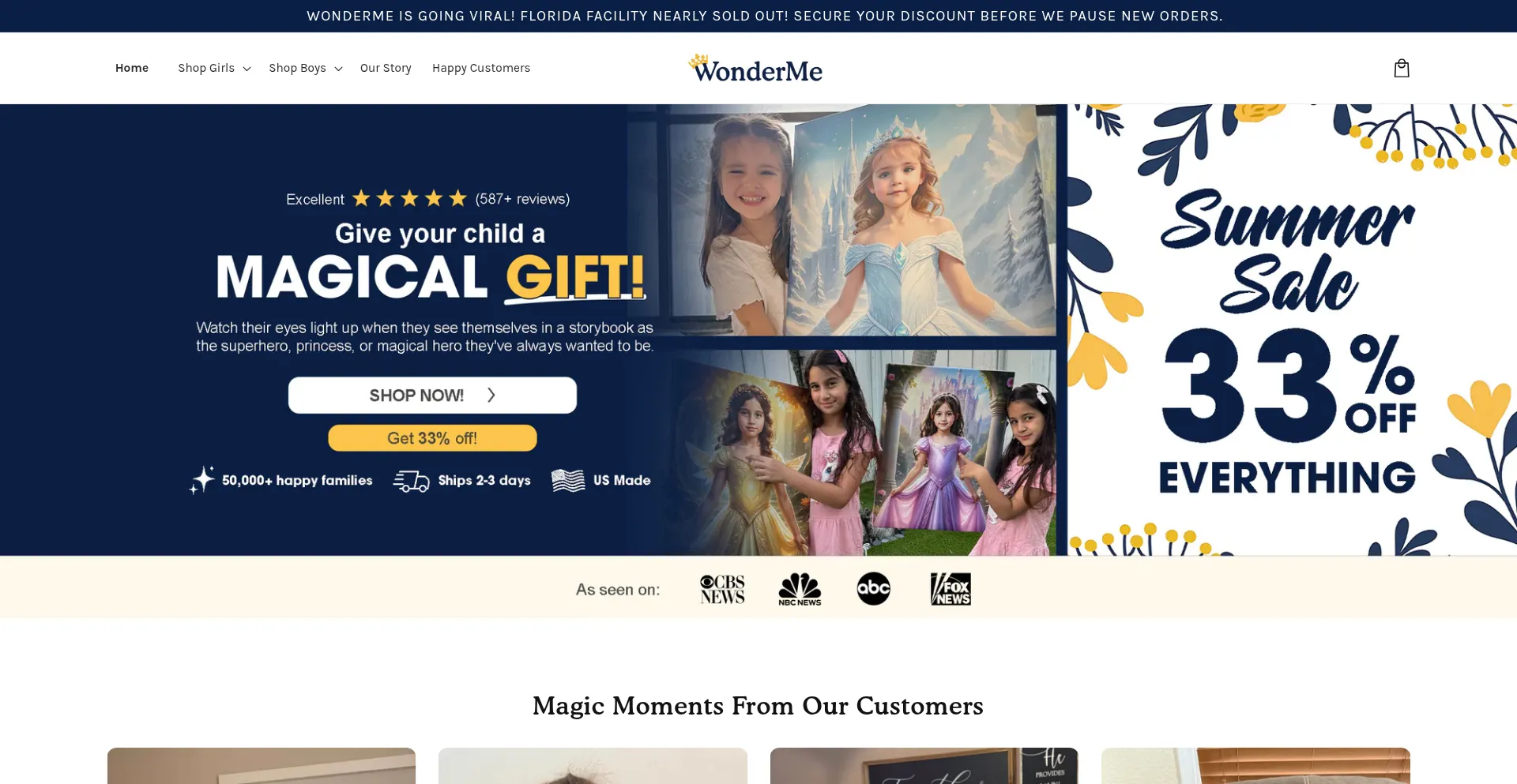 Website screenshot of Wonderme.com
