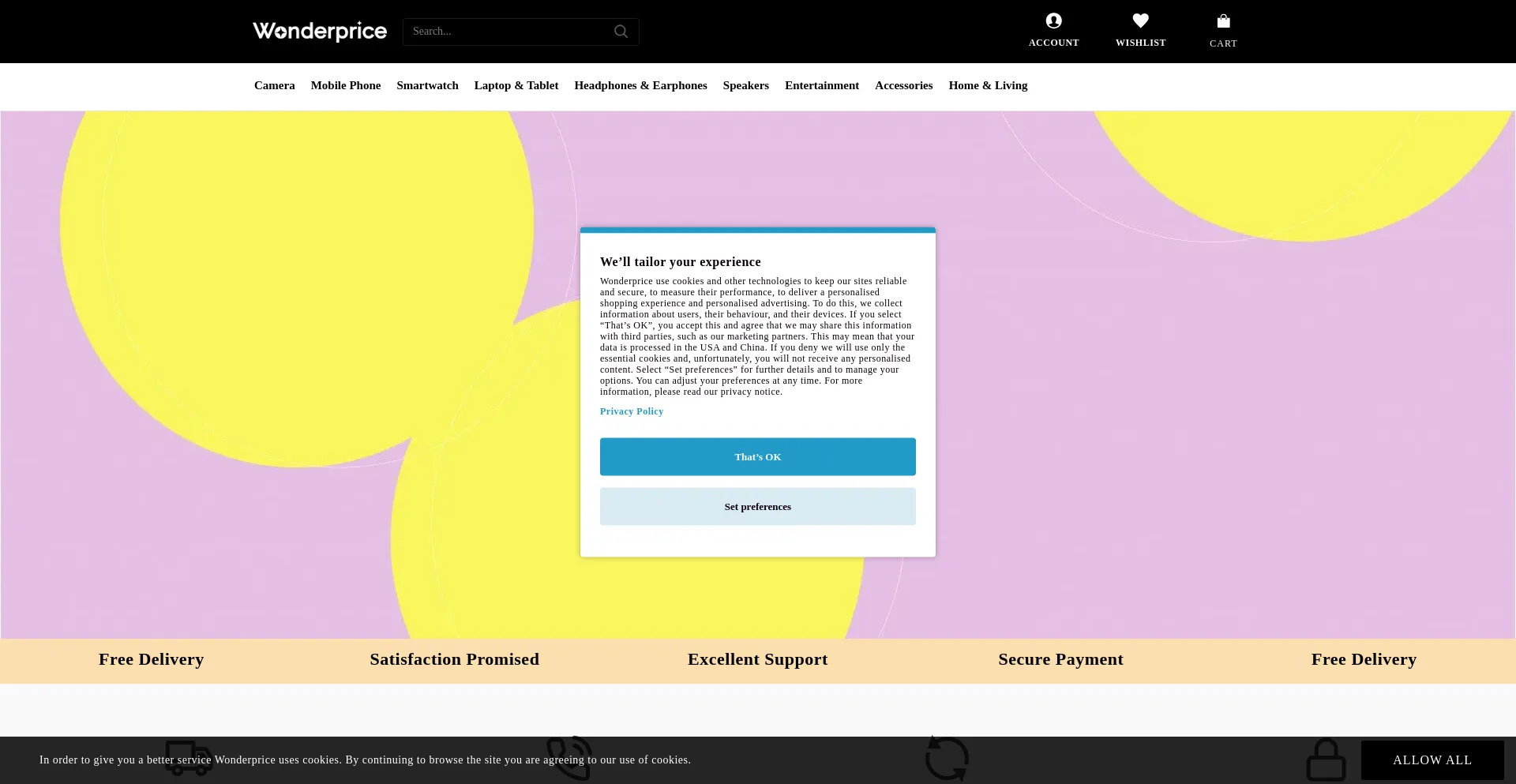 Website screenshot of Wonderprice.co.uk