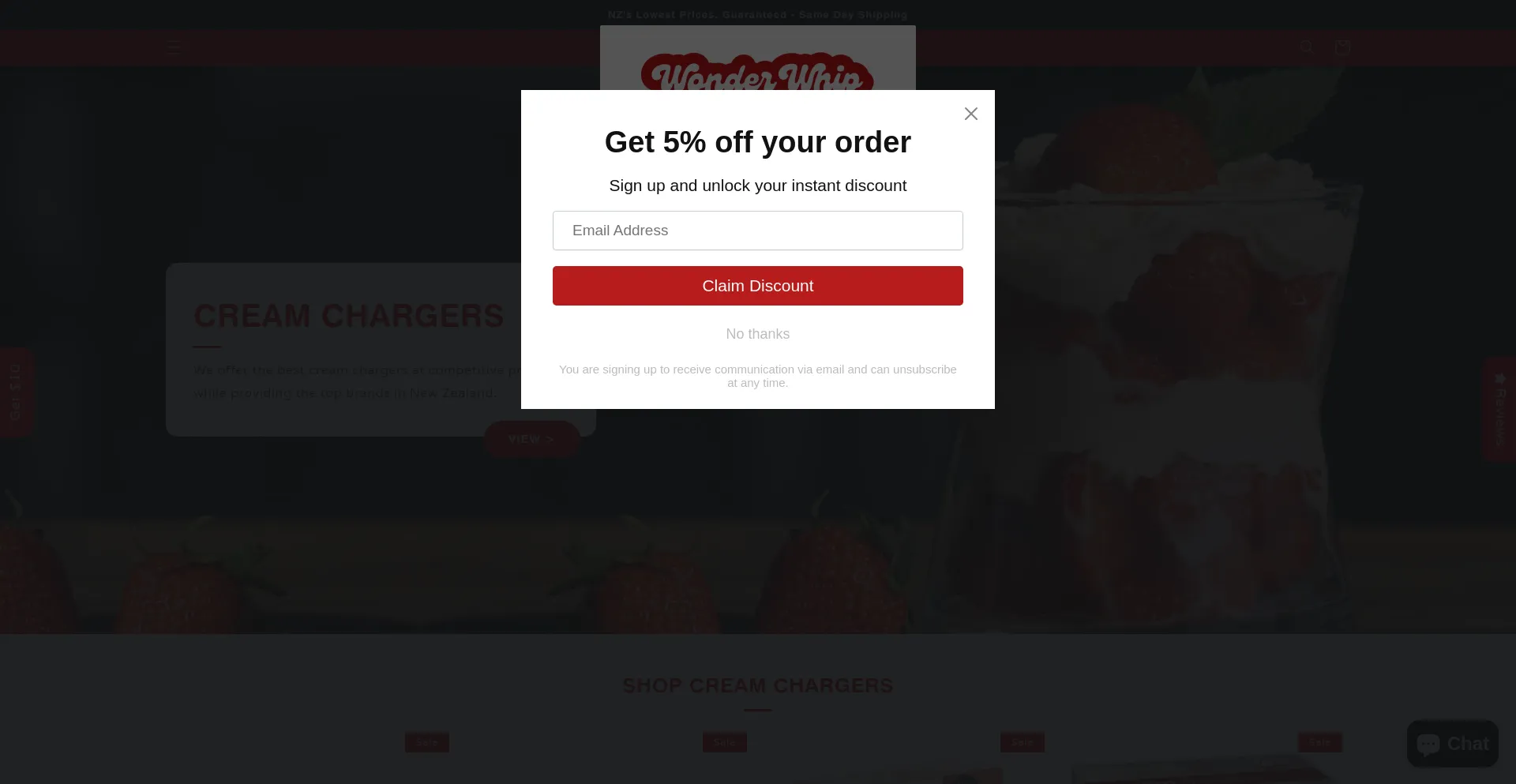 Website screenshot of Wonderwhip.co.nz