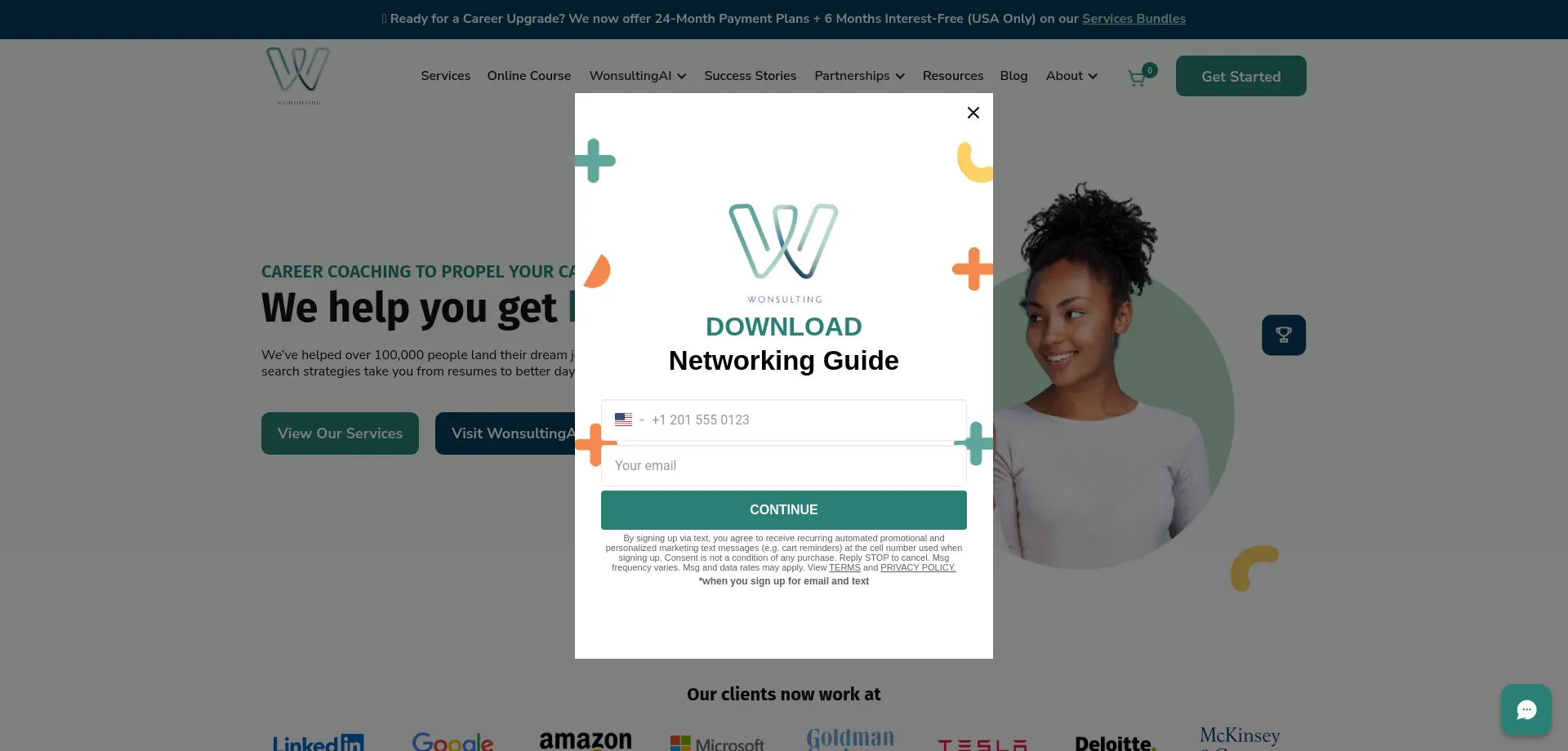 Website screenshot of Wonsulting.com