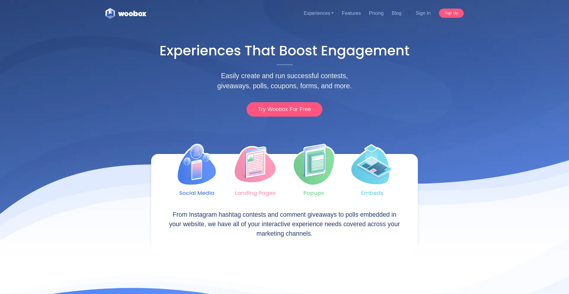 Website screenshot of Woobox.com