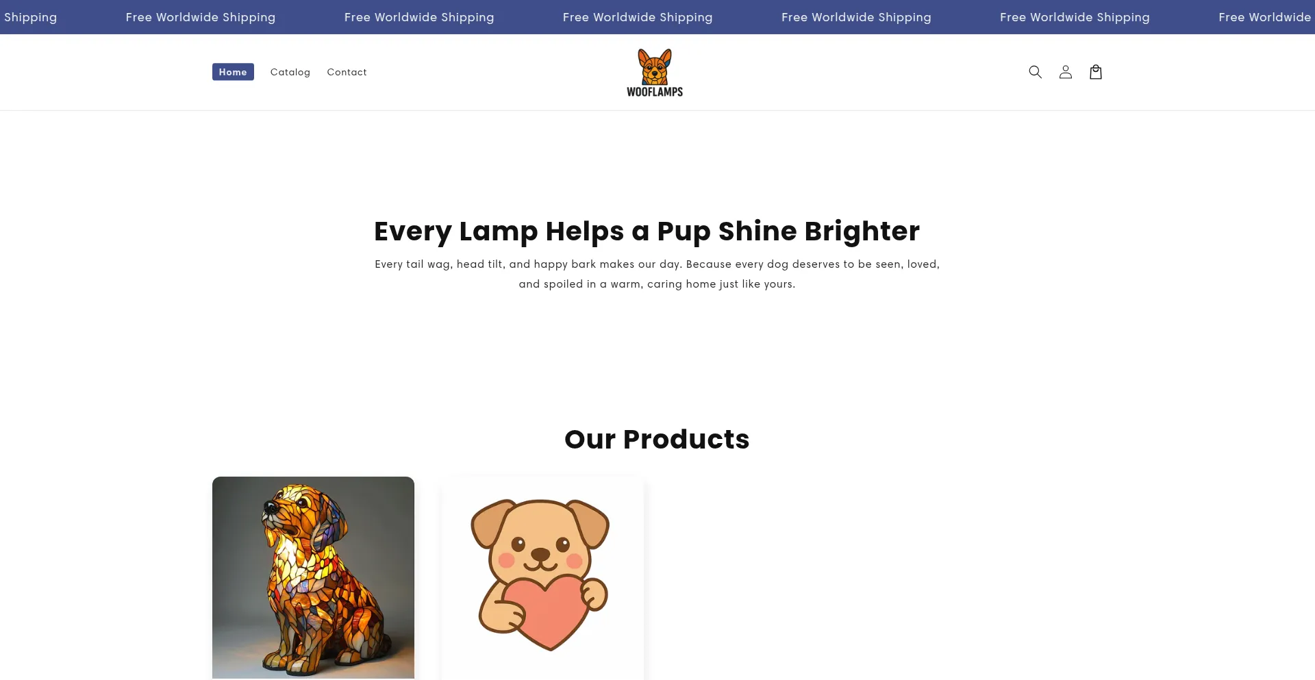 Website screenshot of Wooflamps.com