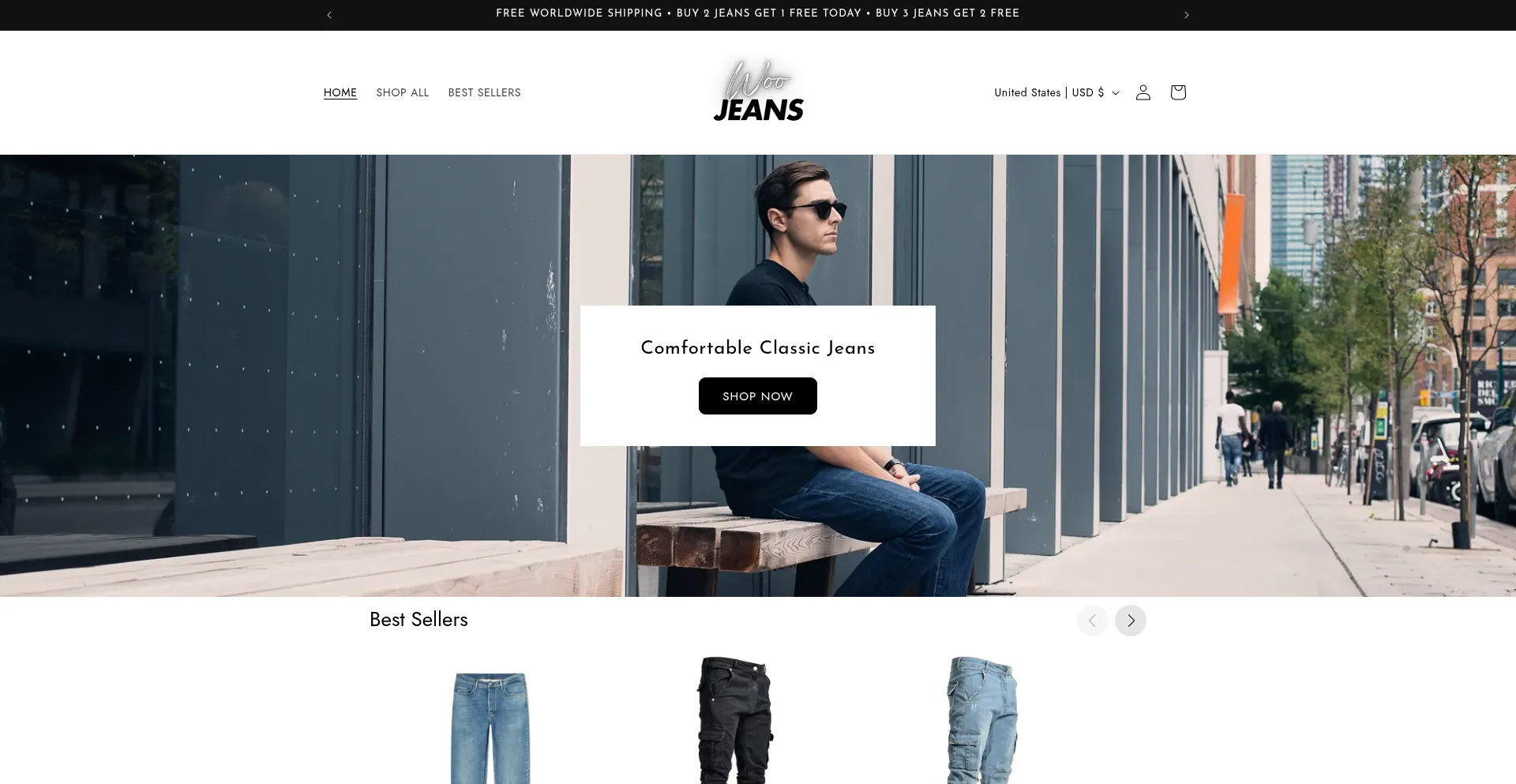 Website screenshot of Woojeans.shop