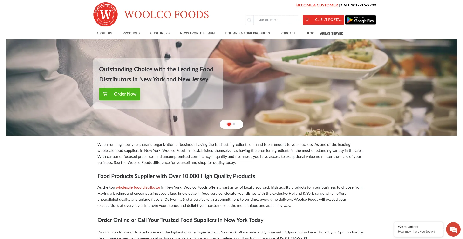 Website screenshot of Woolcofoods.net