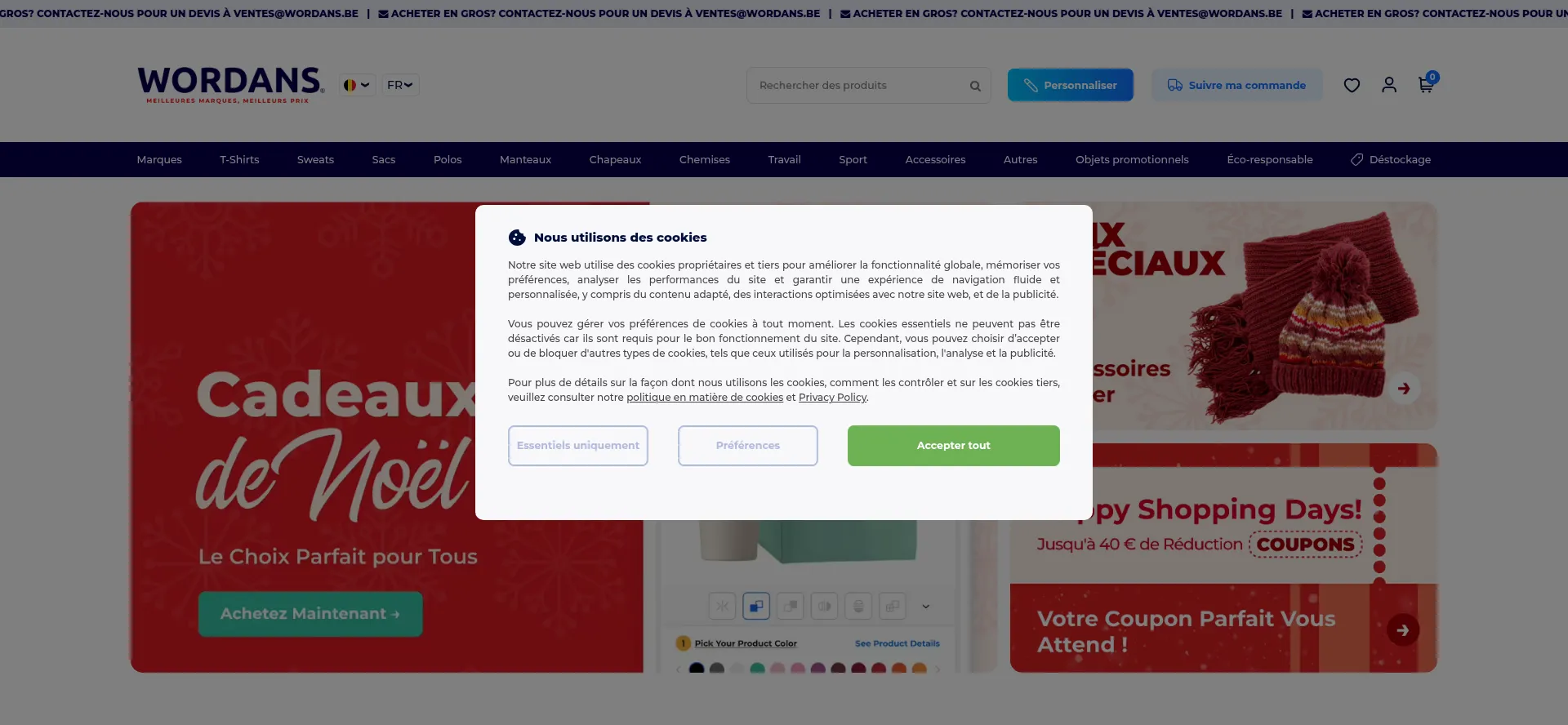 Website screenshot of Wordans.be