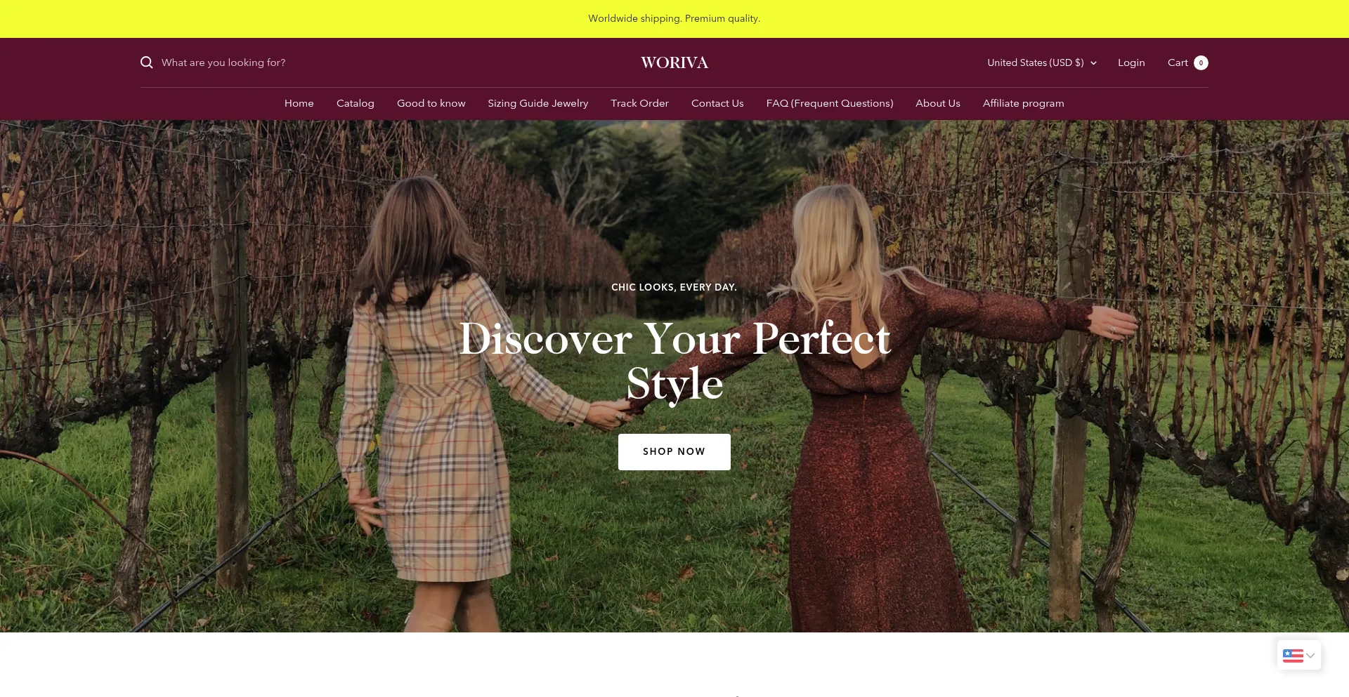 Website screenshot of Woriva.com