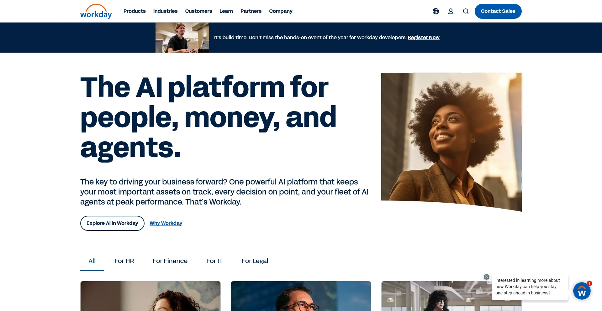 Website screenshot of Workday.com