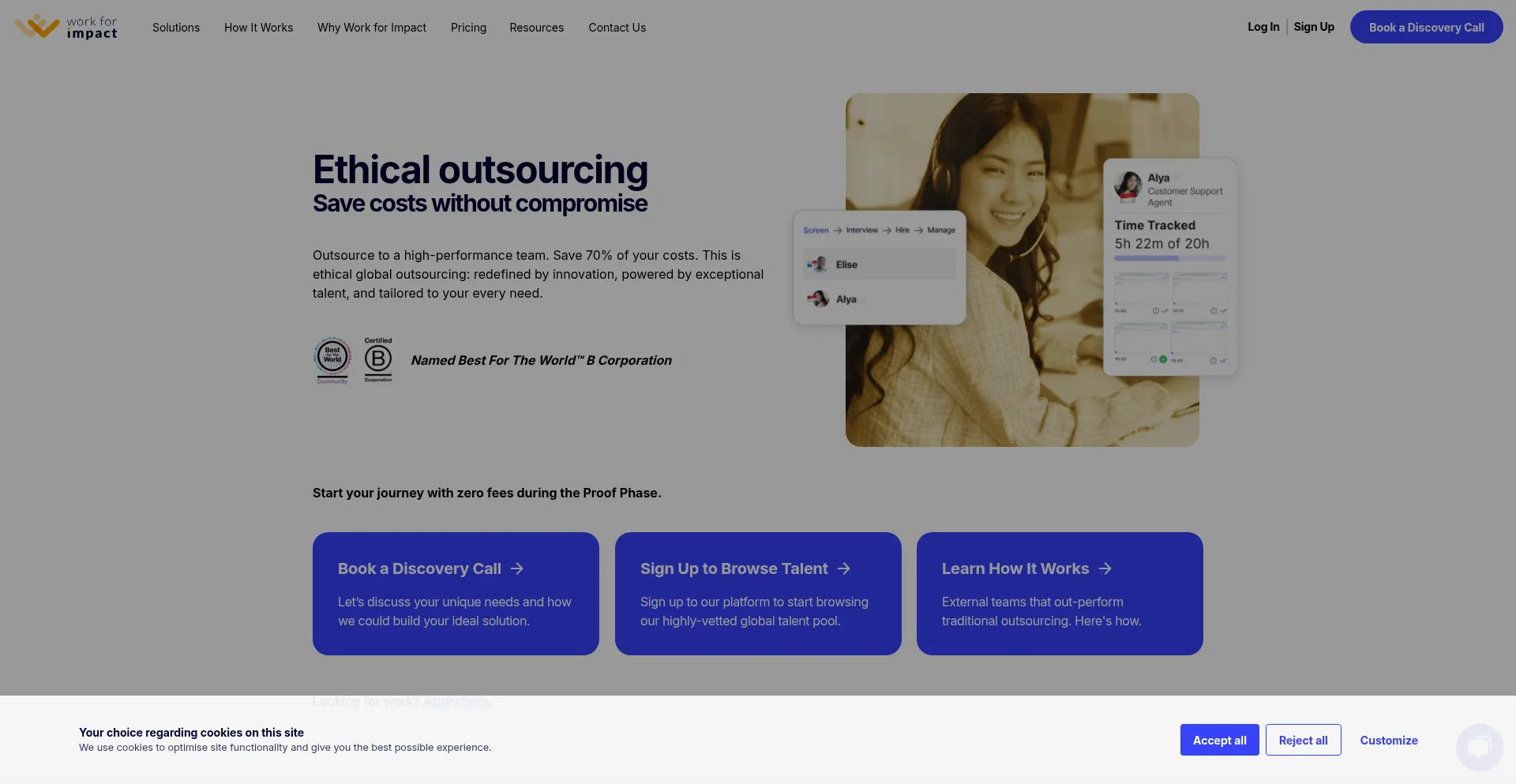Website screenshot of Workforimpact.com