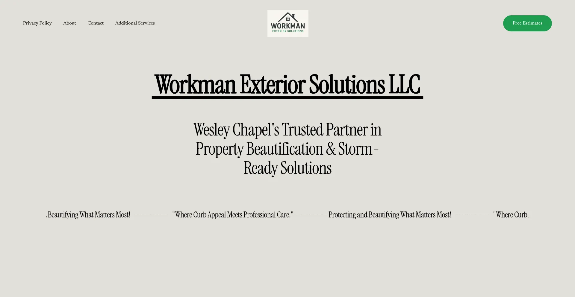 Website screenshot of Workmanexteriorsolutions.com
