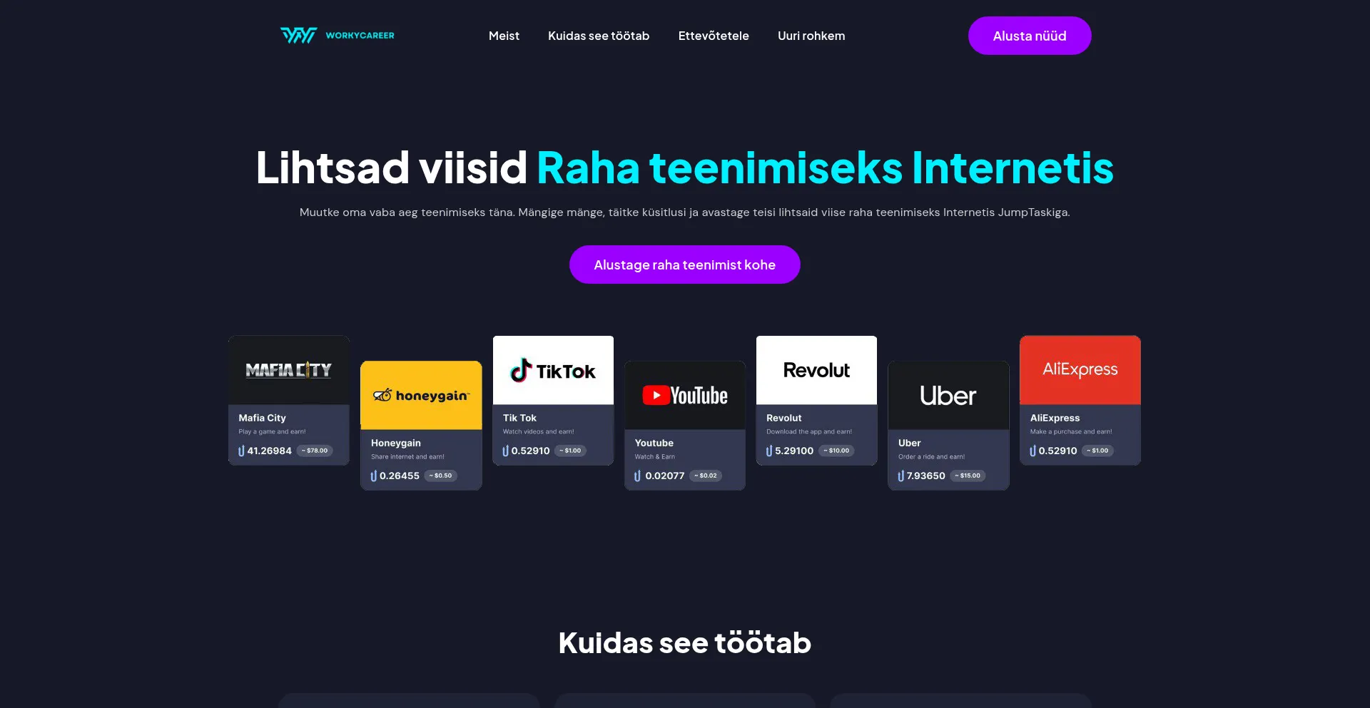 Website screenshot of Workycareer.online