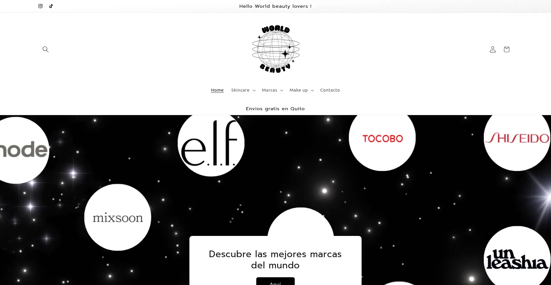 Website screenshot of Worldbeautyec.com