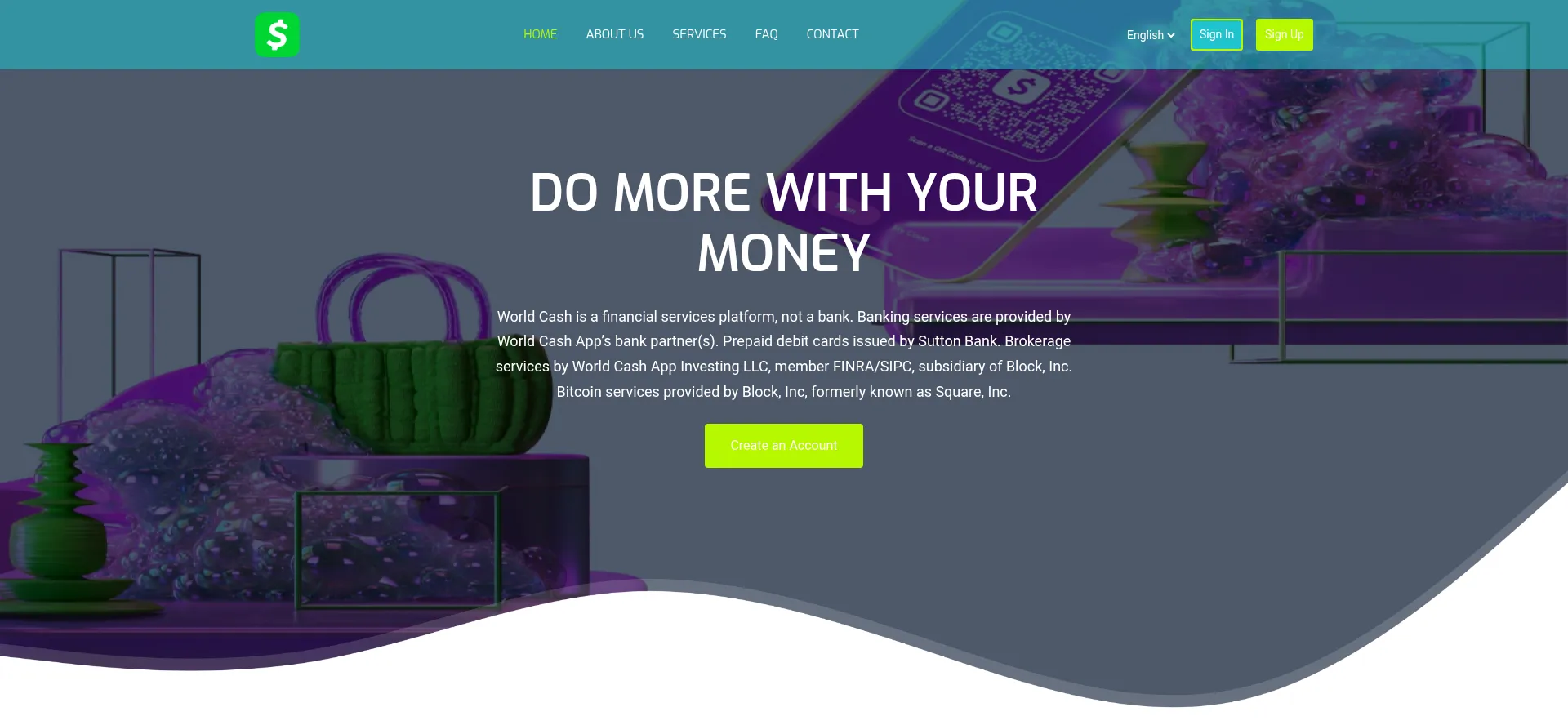 Website screenshot of Worldcash.app
