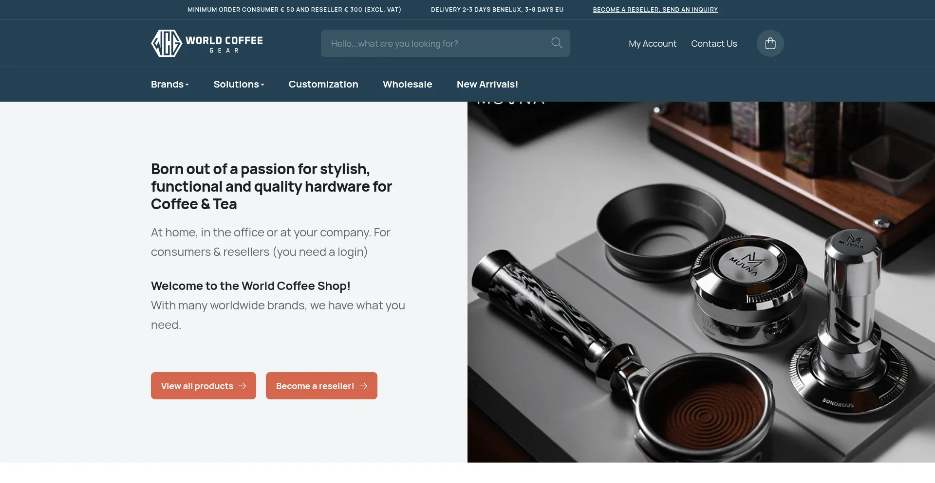 Website screenshot of Worldcoffeegear.eu
