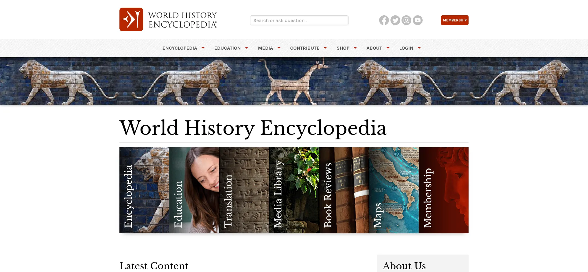 Website screenshot of Worldhistory.org