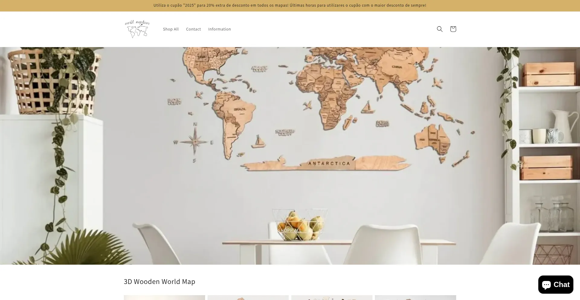 Website screenshot of Worldmapdeco.com