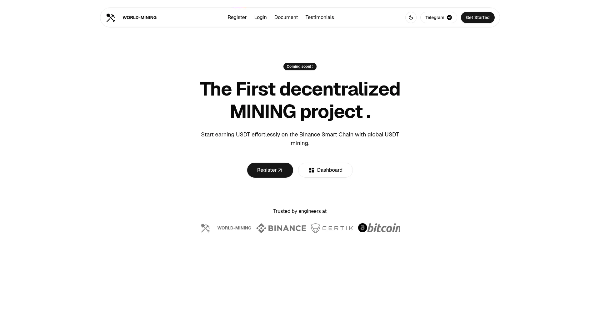 Website screenshot of Worldmining.pro