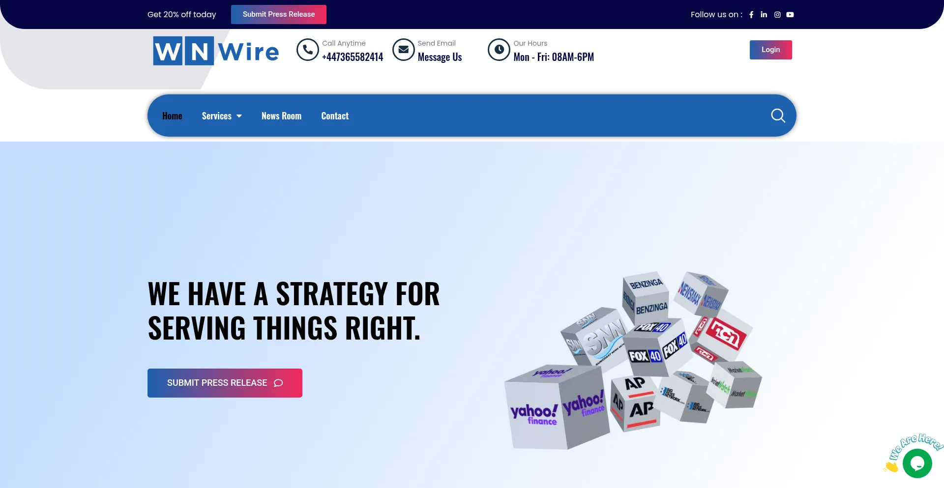 Website screenshot of Worldnewswire.net