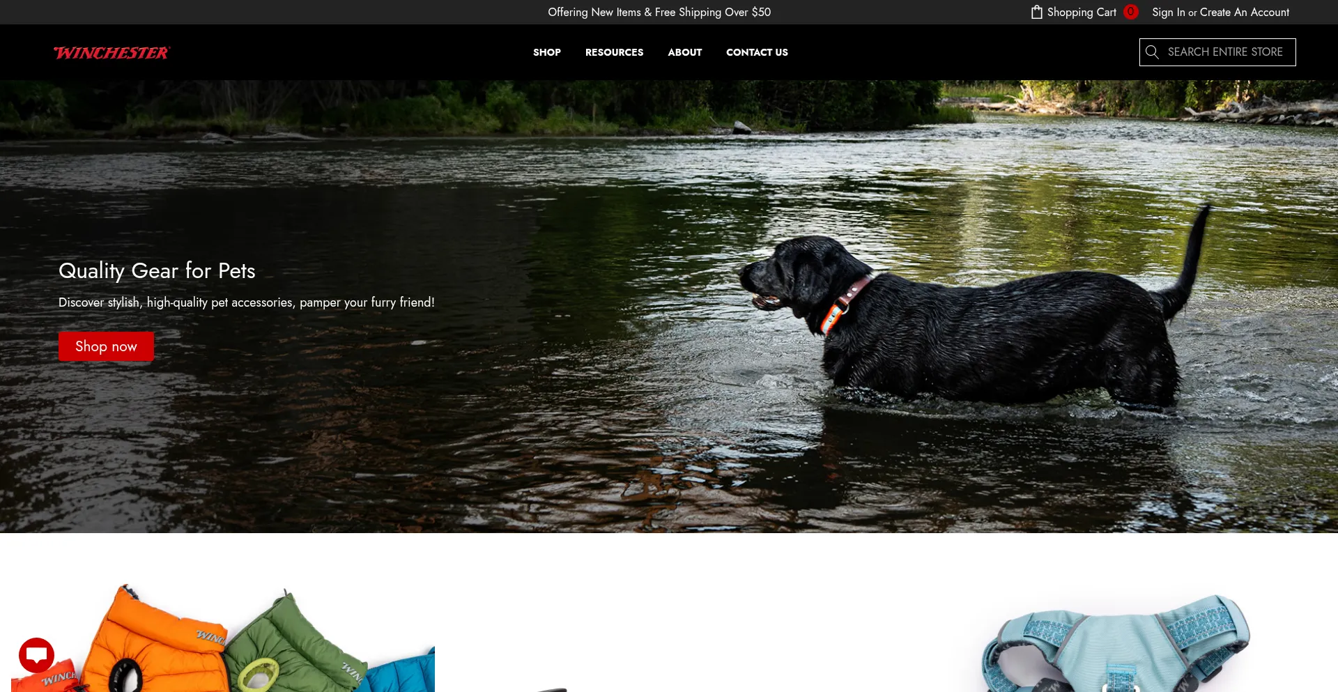 Website screenshot of Worldofwinchester.com