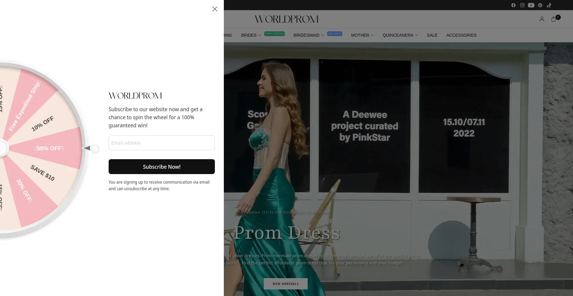 Website screenshot of Worldprom.com