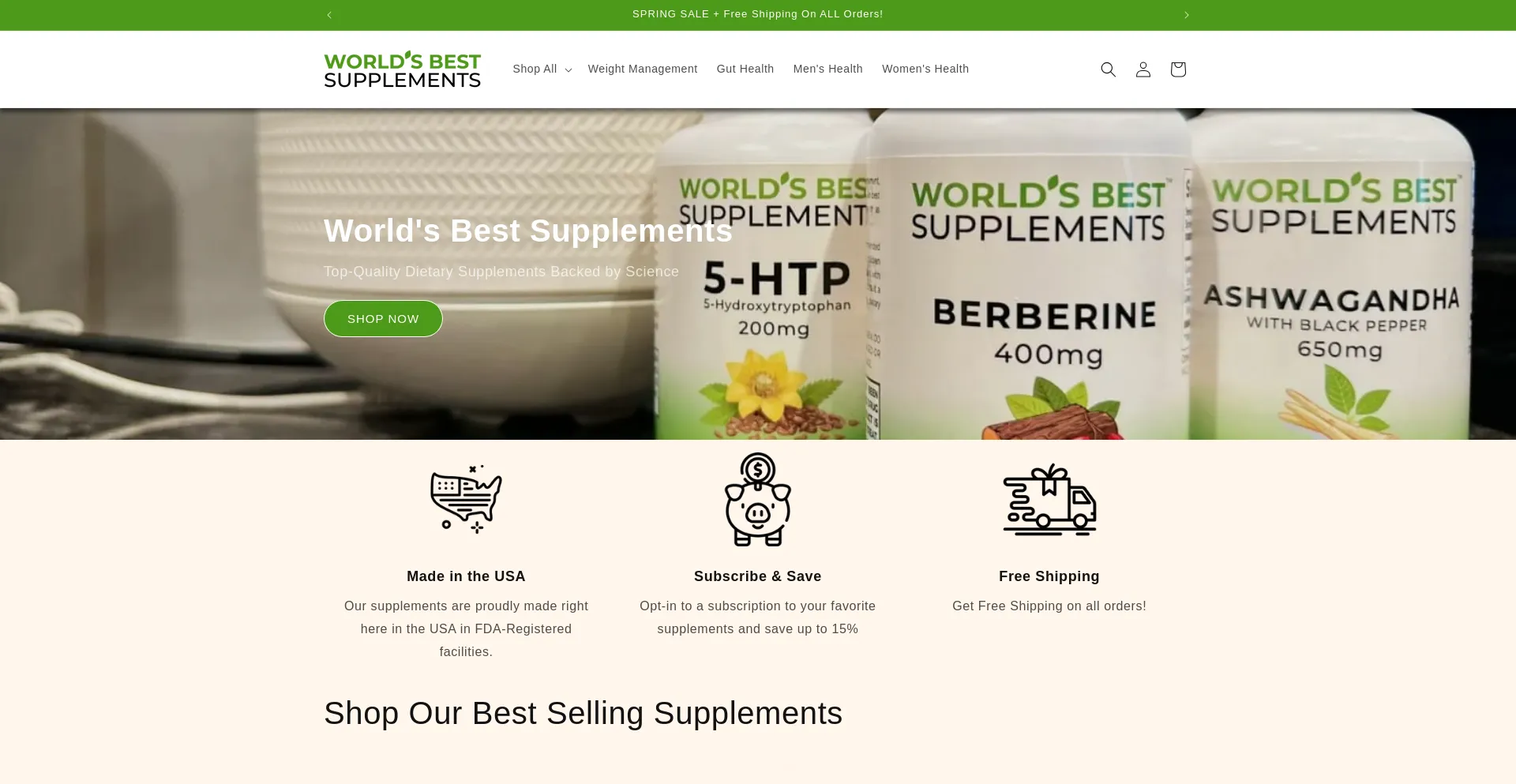 Website screenshot of Worldsbestsupplements.com