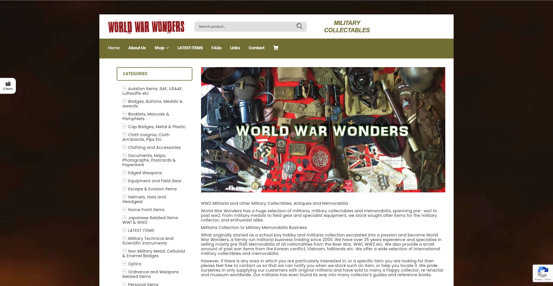 Website screenshot of Worldwarwonders.co.uk