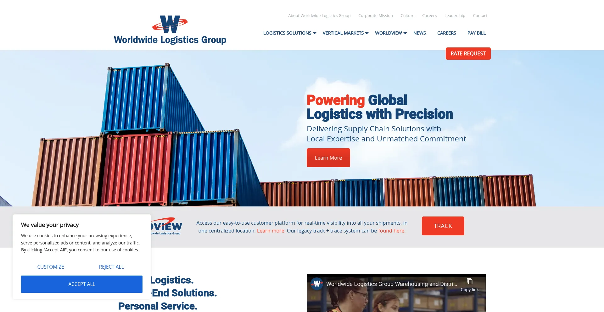 Website screenshot of Worldwidelogisticsltd.com