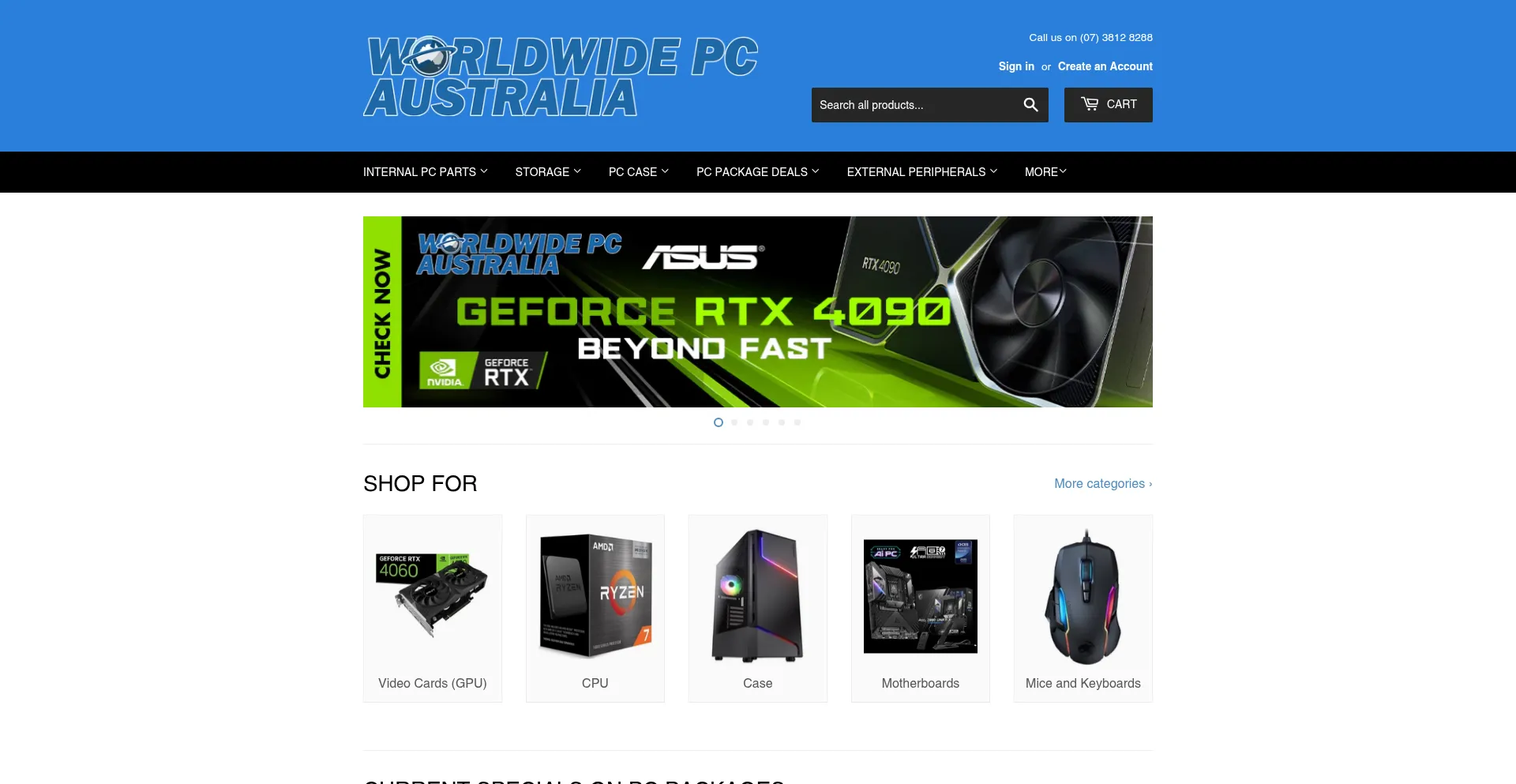 Website screenshot of Worldwidepc.com.au