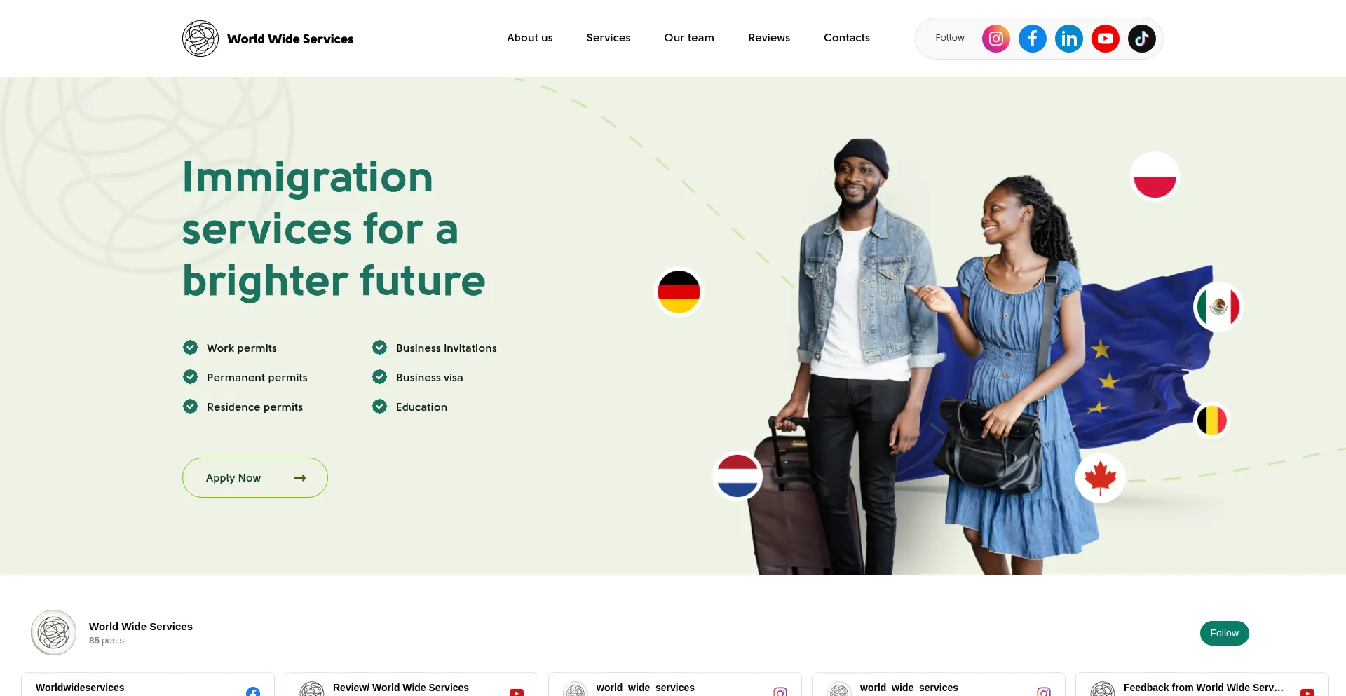 Website screenshot of Worldwideservice.eu
