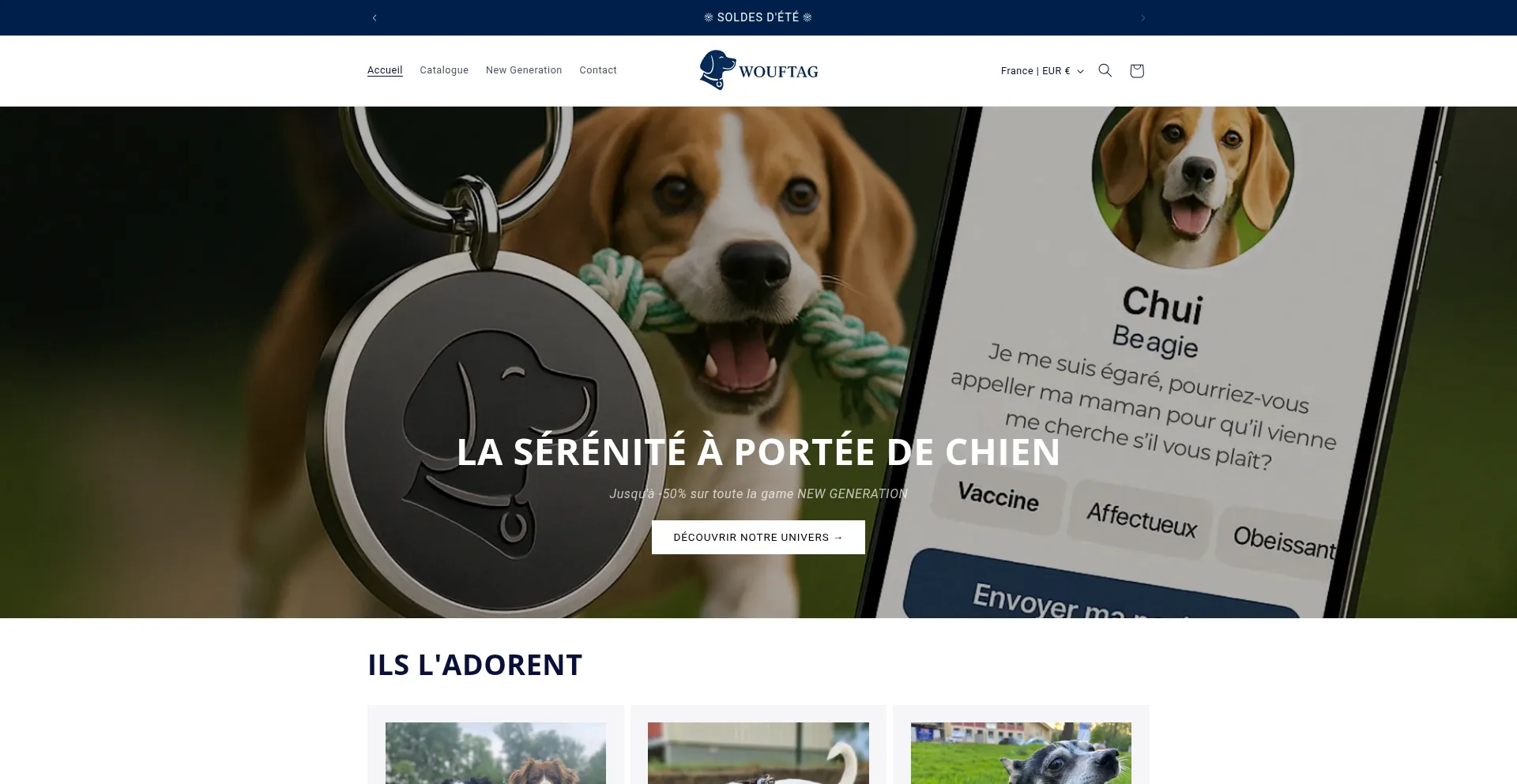 Website screenshot of Wouftag.com