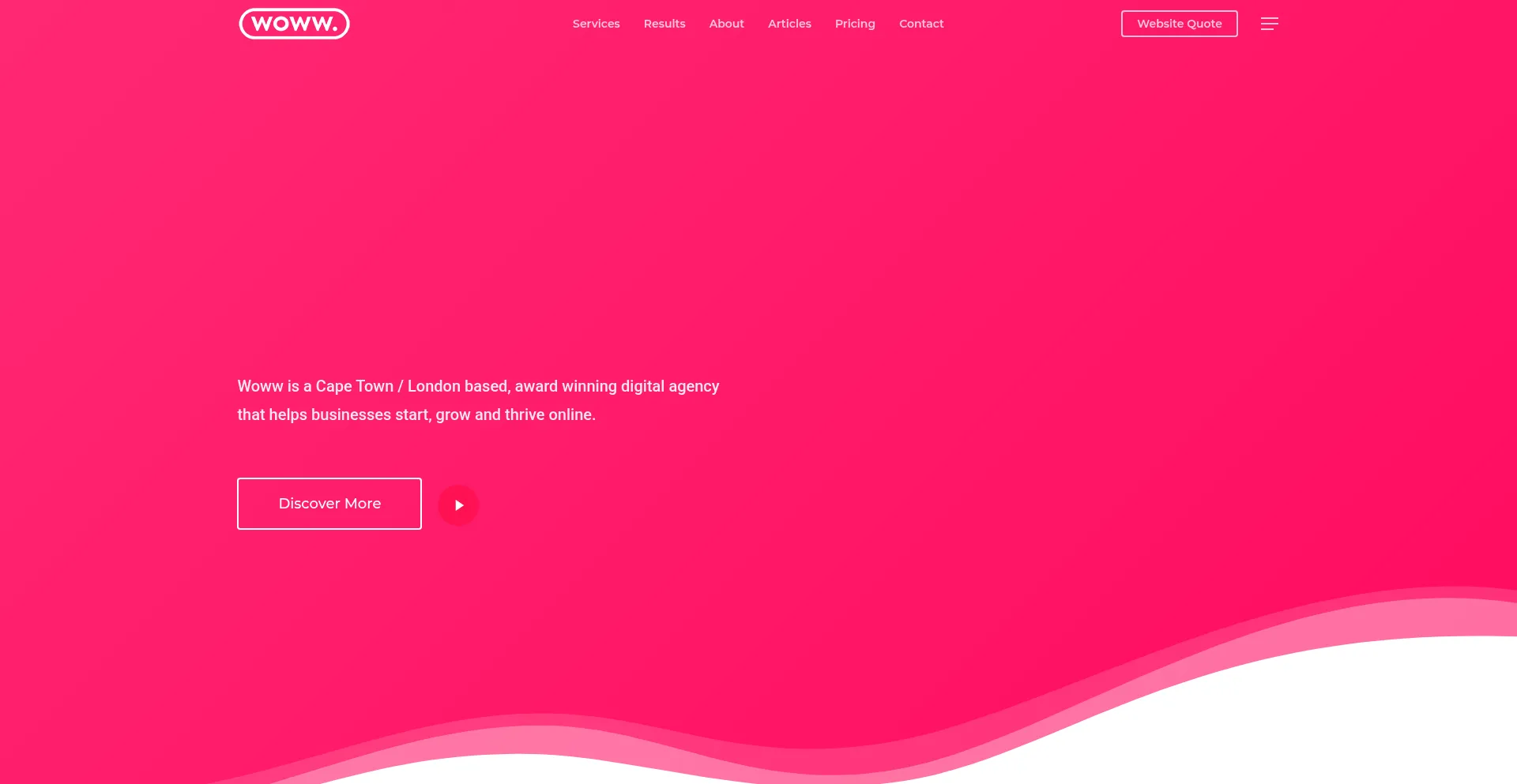 Website screenshot of Woww.co.za
