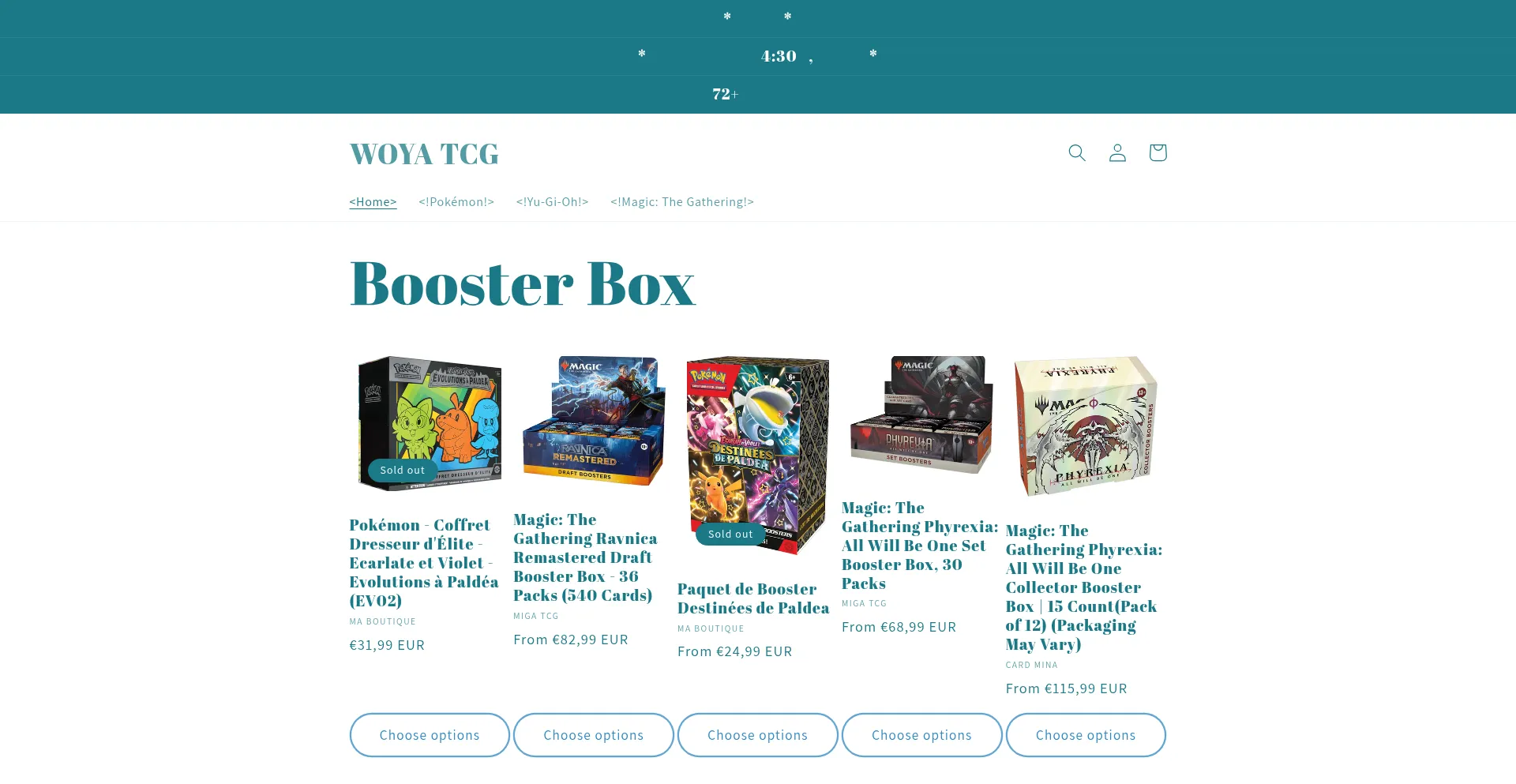Website screenshot of Woyatcg.shop
