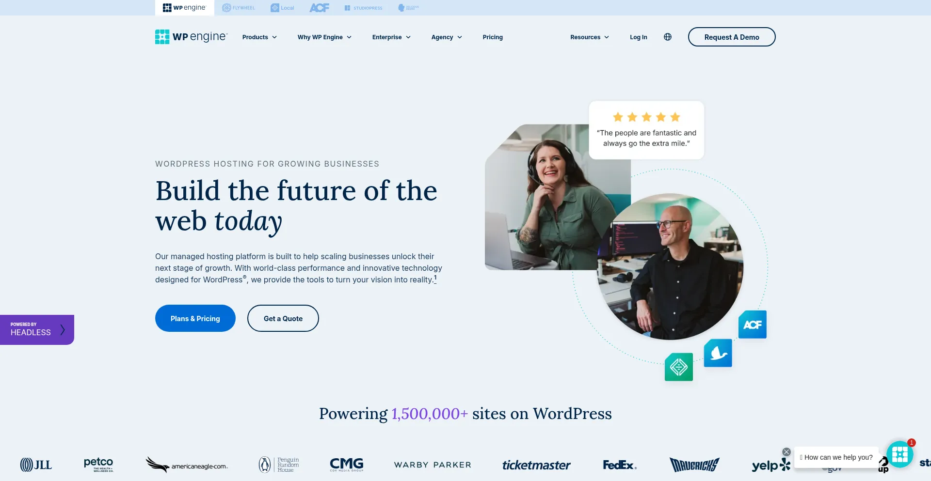 Website screenshot of Wpengine.com
