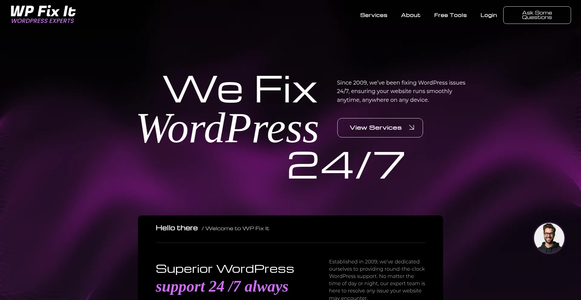 Website screenshot of Wpfixit.com