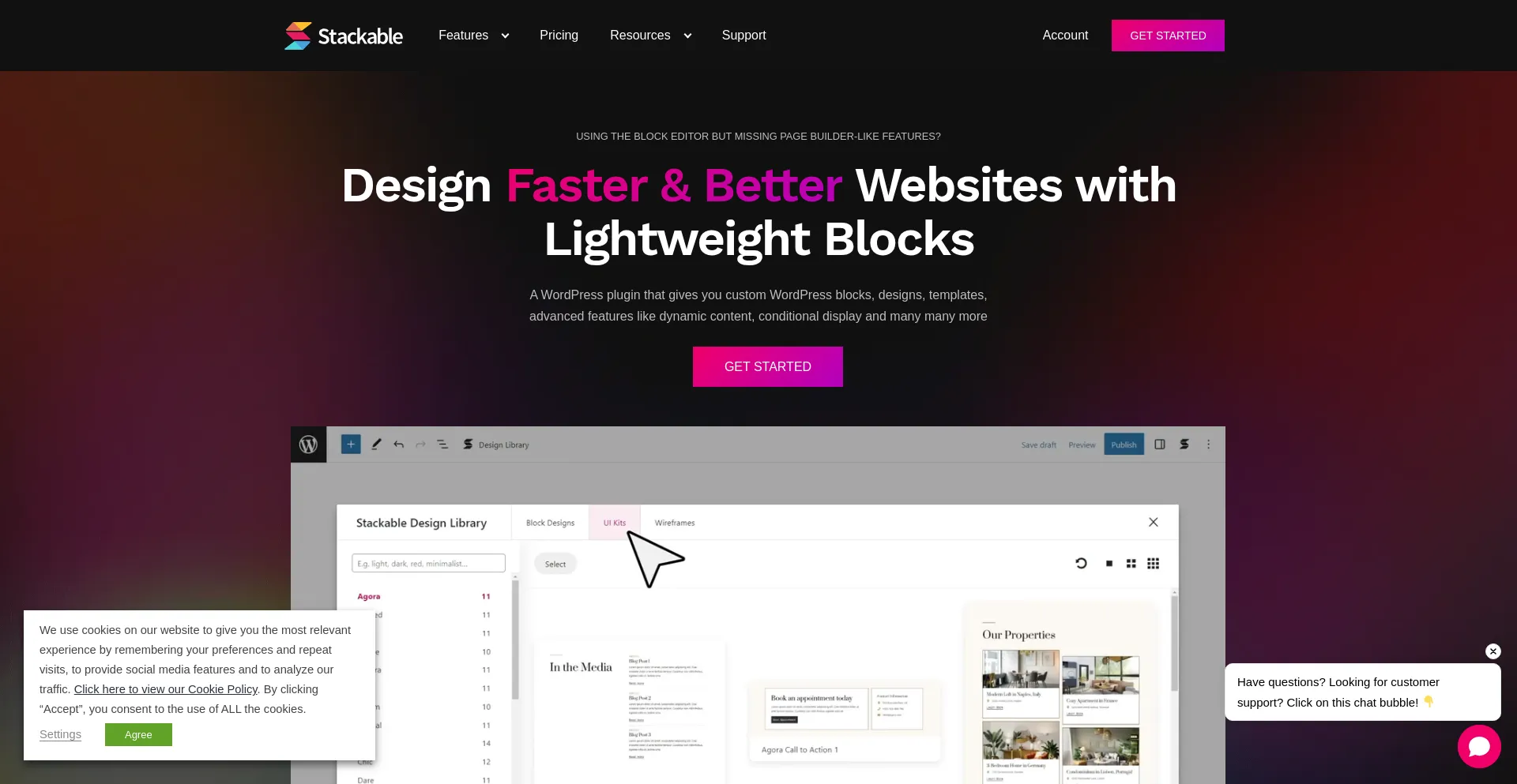 Website screenshot of Wpstackable.com