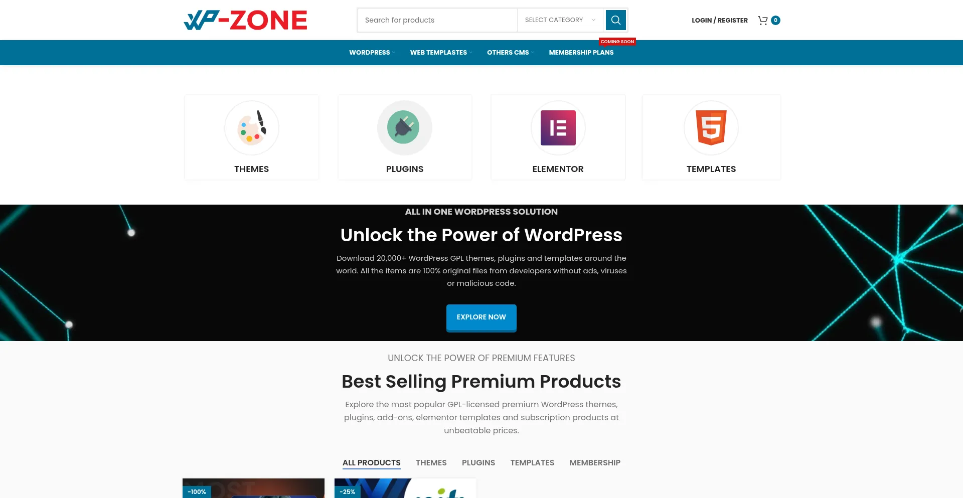 Website screenshot of Wpzone.org