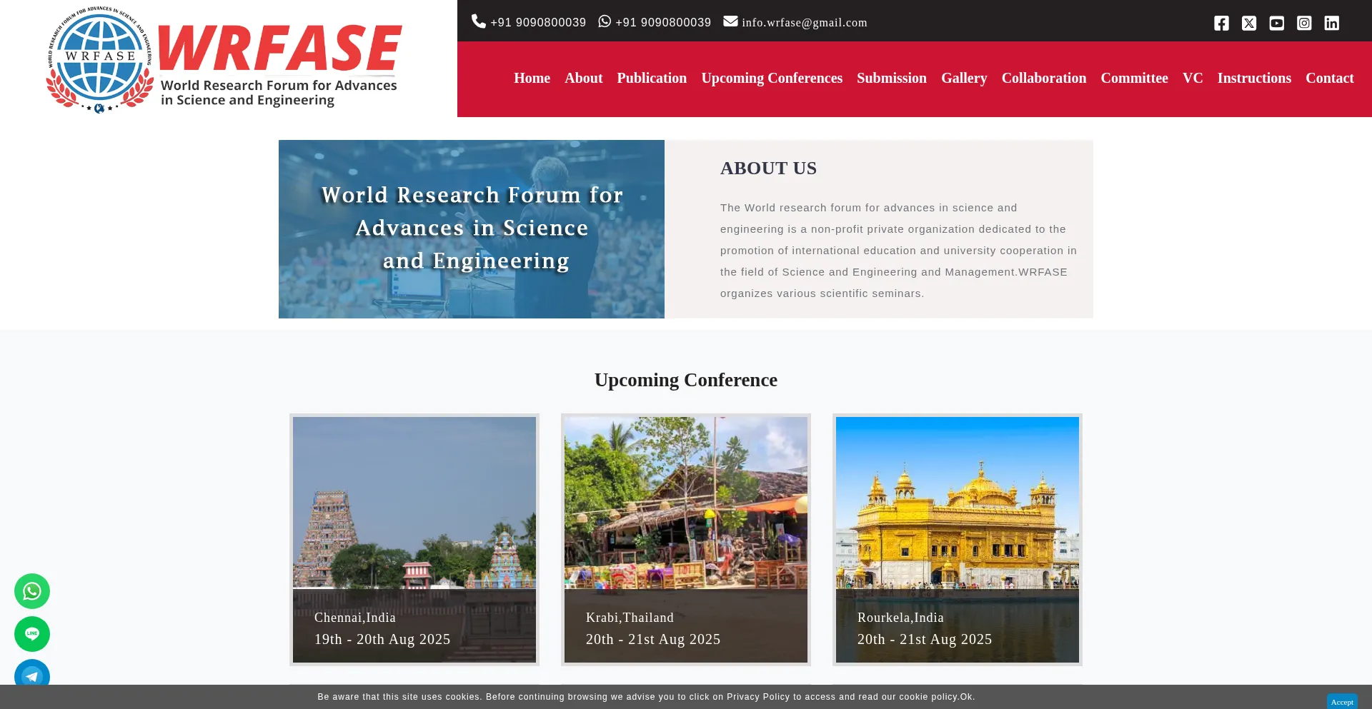 Website screenshot of Wrfase.org