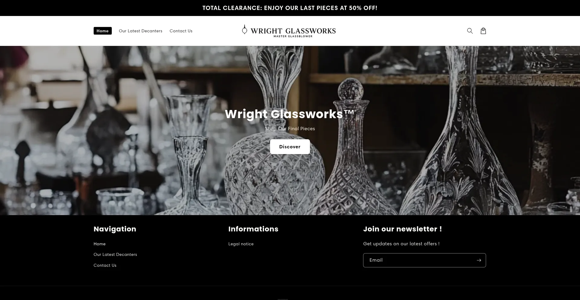 Website screenshot of Wright-glassworks.com