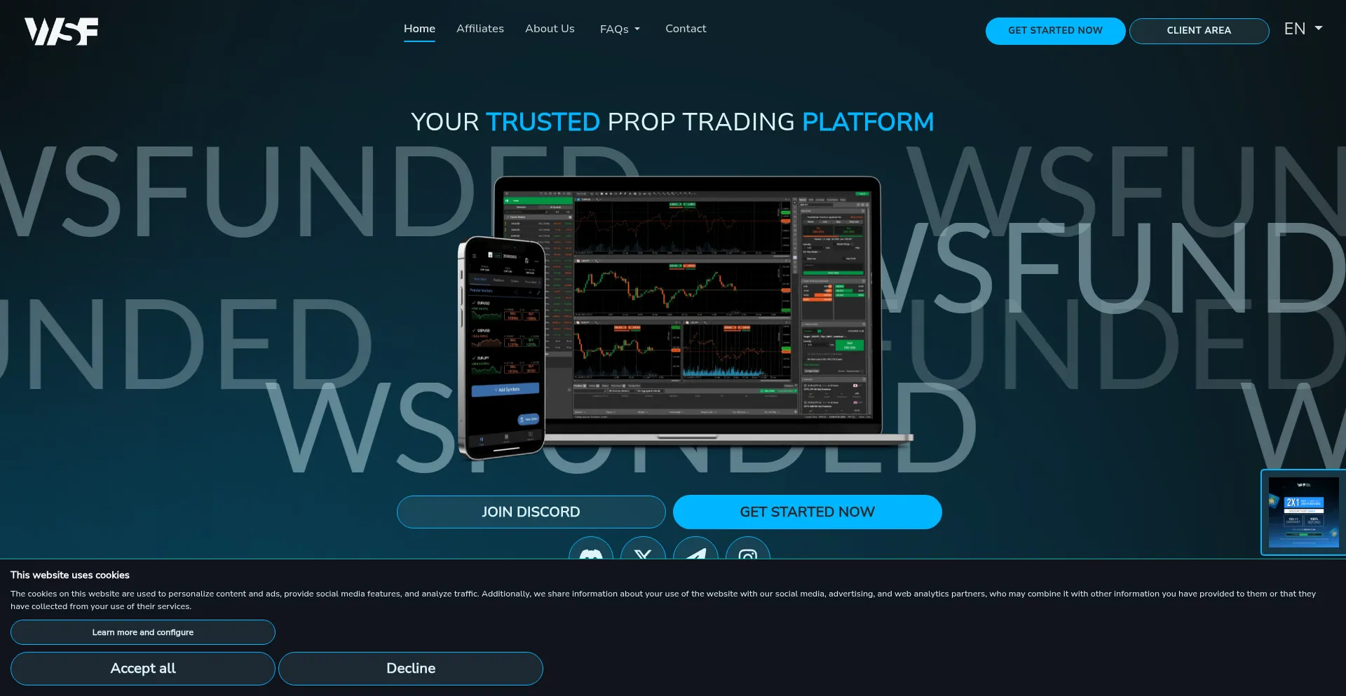 Website screenshot of Wsfunded.com