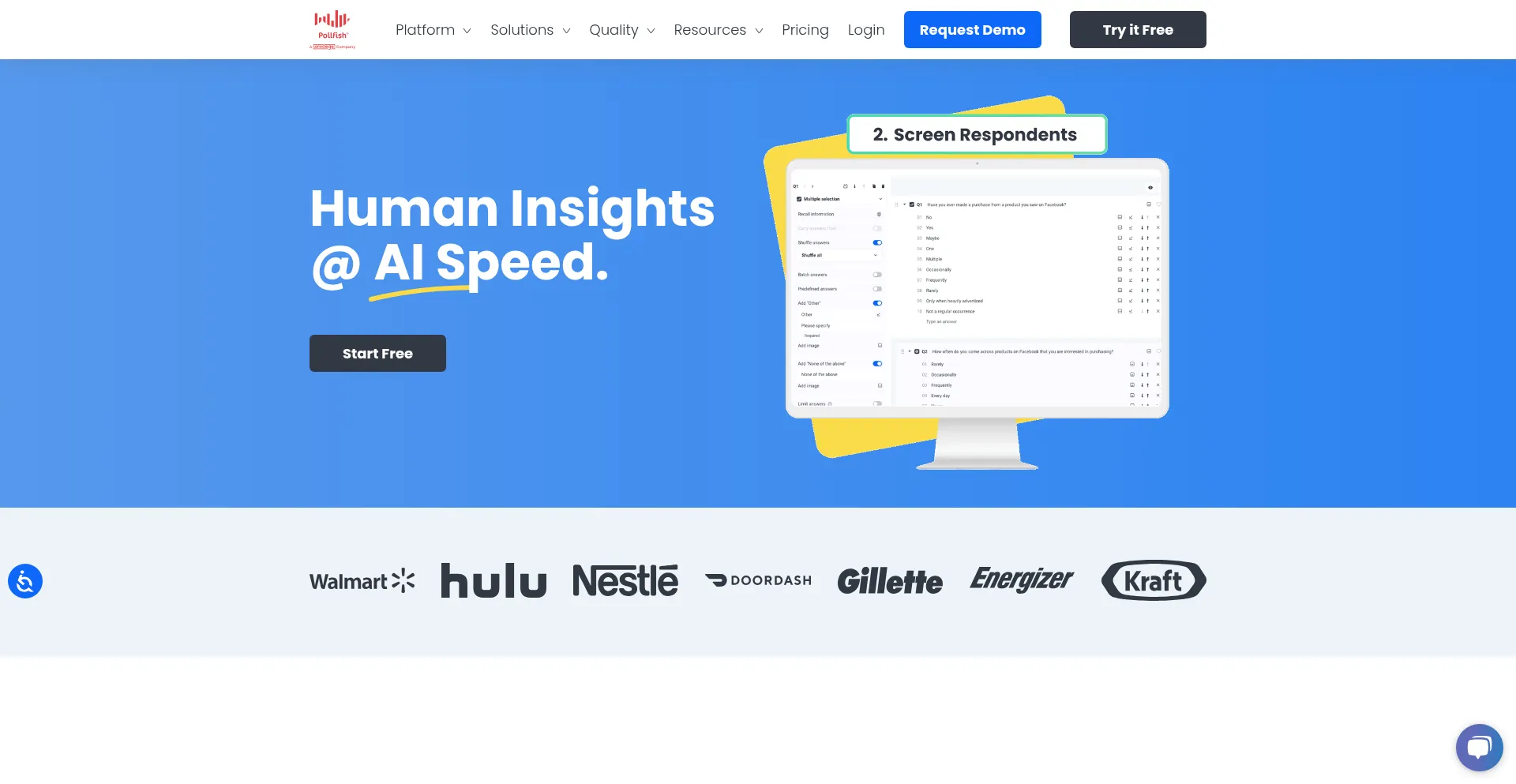 Website screenshot of Wss.pollfish.com