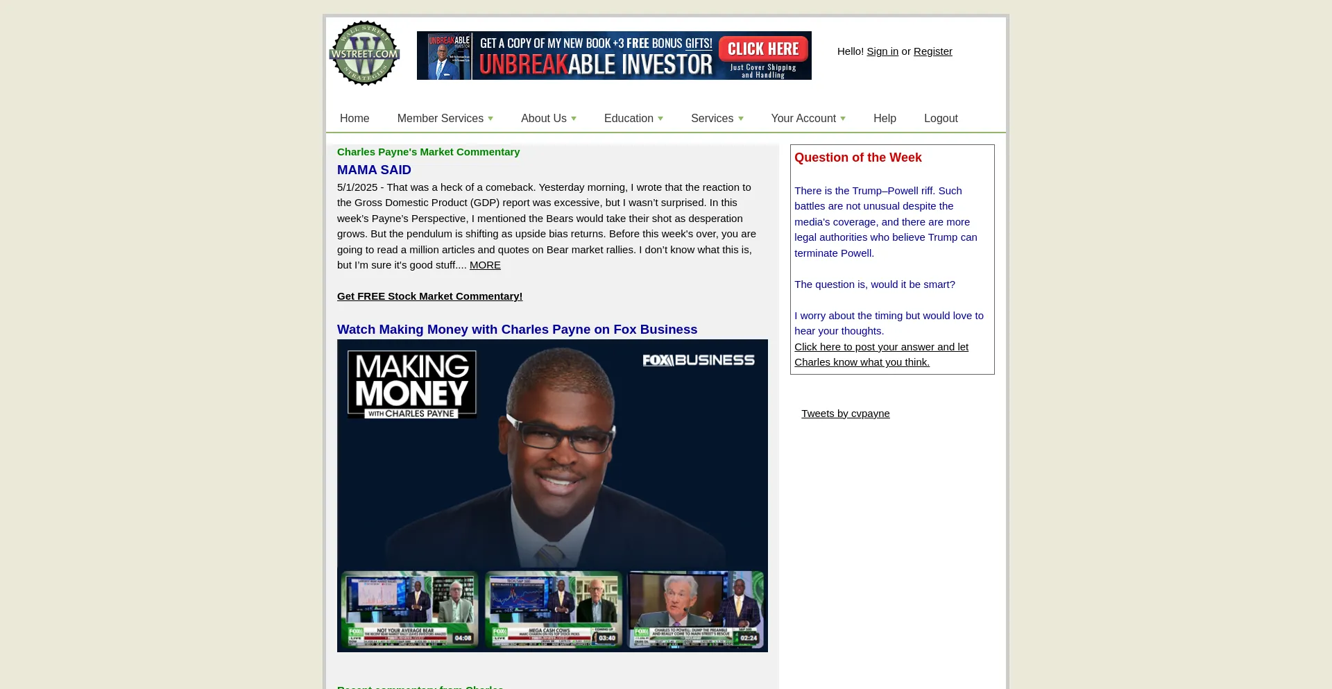 Website screenshot of Wstreet.com