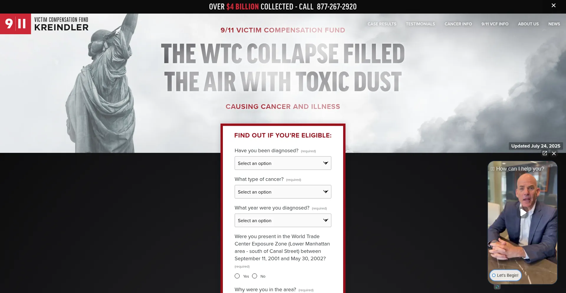 Website screenshot of Wtc-illness.com