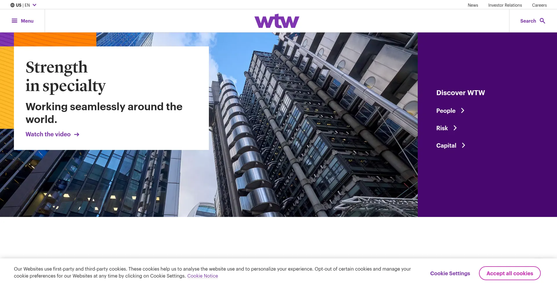 Website screenshot of Wtwco.us