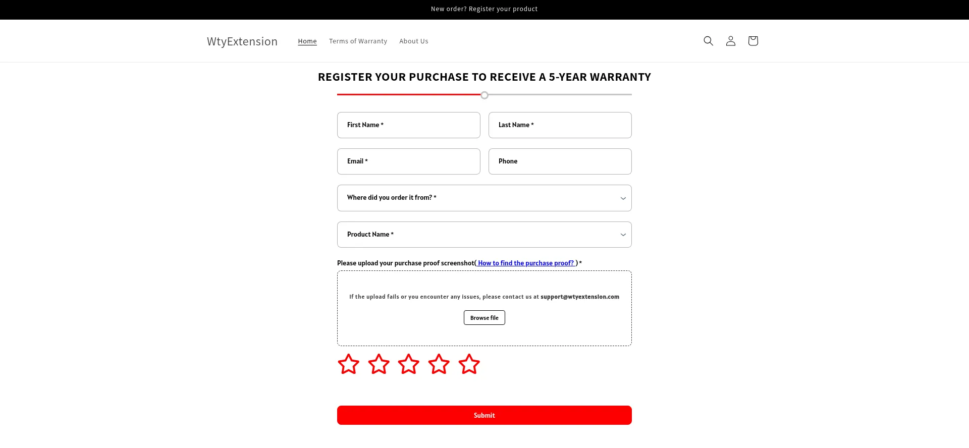 Website screenshot of Wtyextension.com