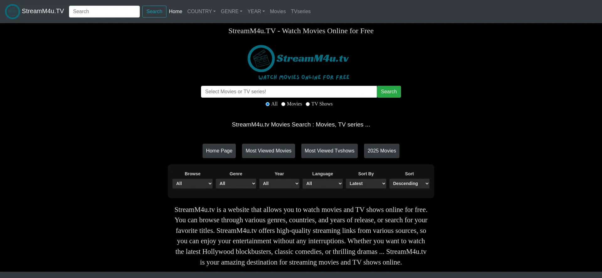 Website screenshot of Ww2.streamm4u.tv