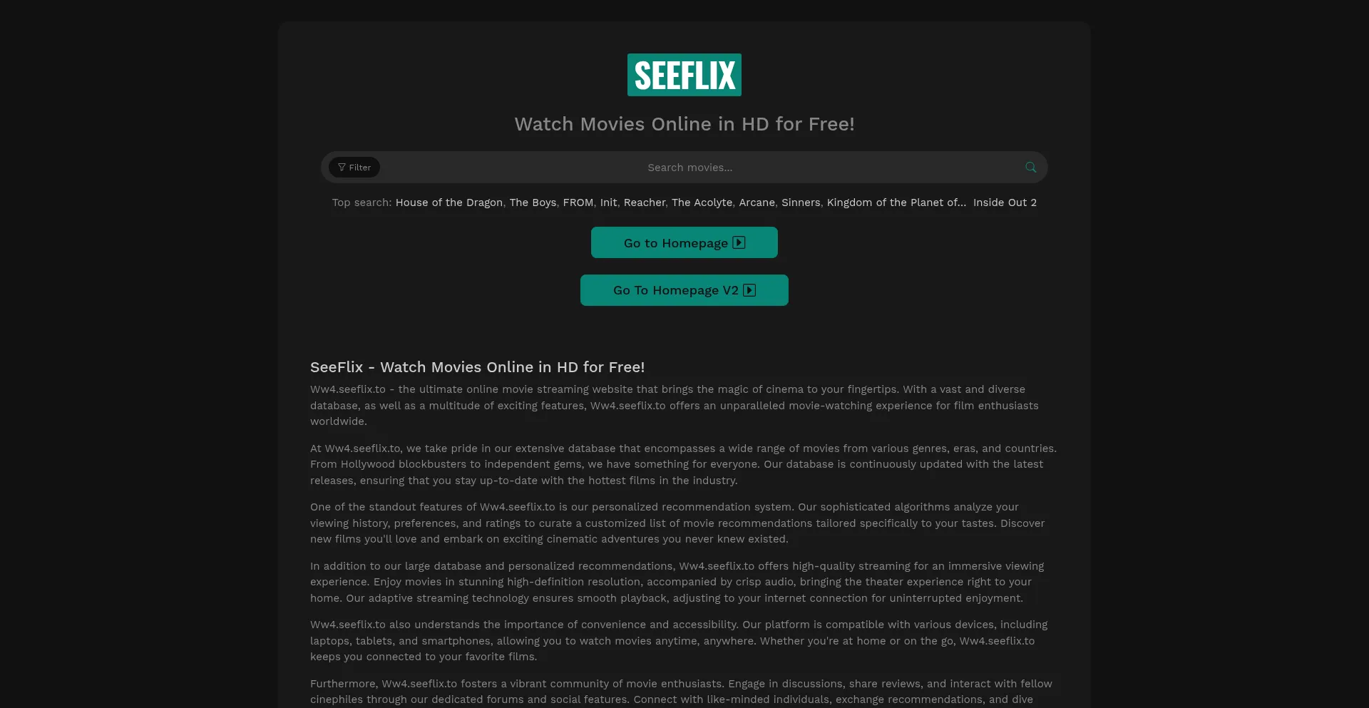 Website screenshot of Ww4.seeflix.to